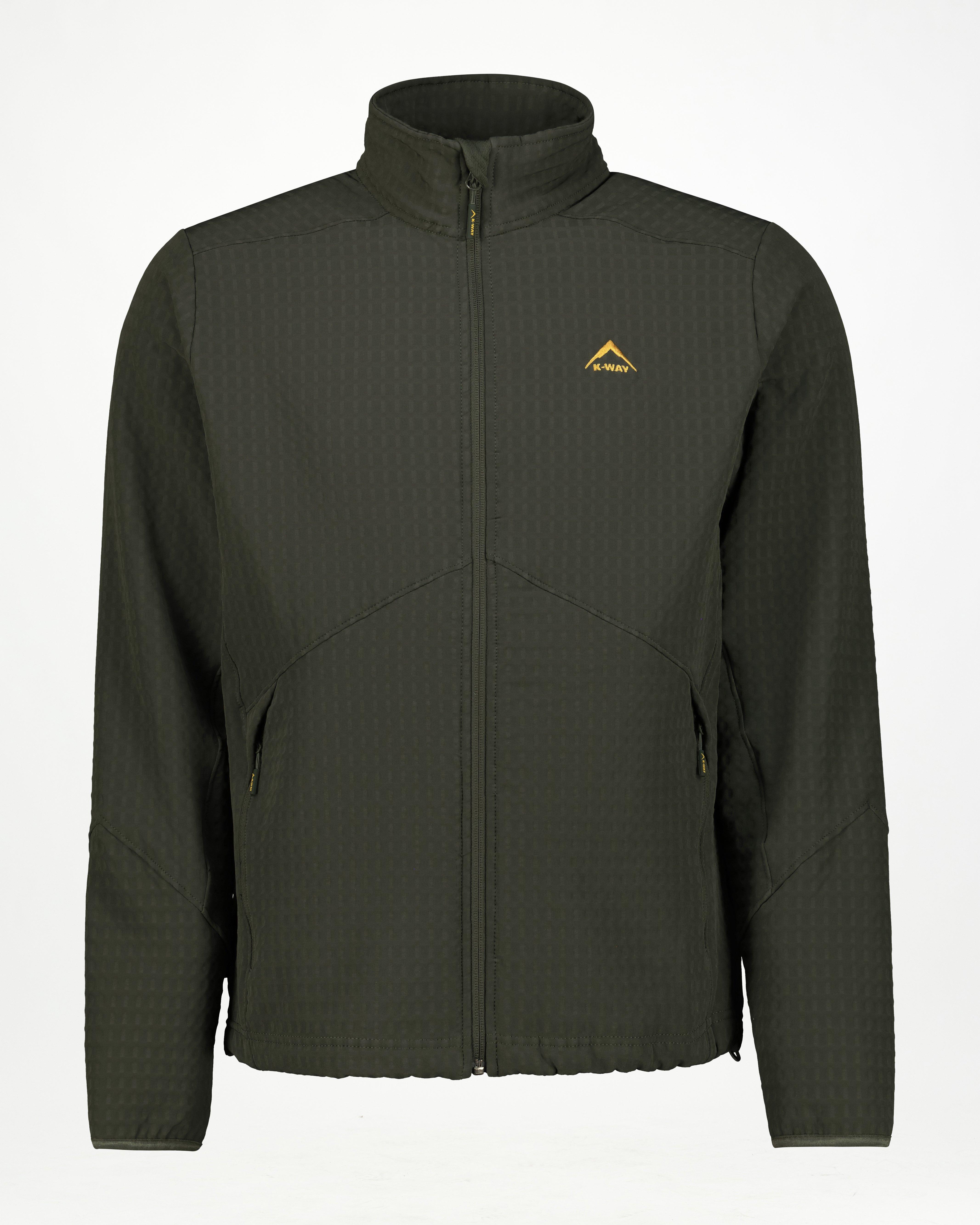 K-Way Men’s Grid Full Zip Fleece Jacket -  Dark Olive