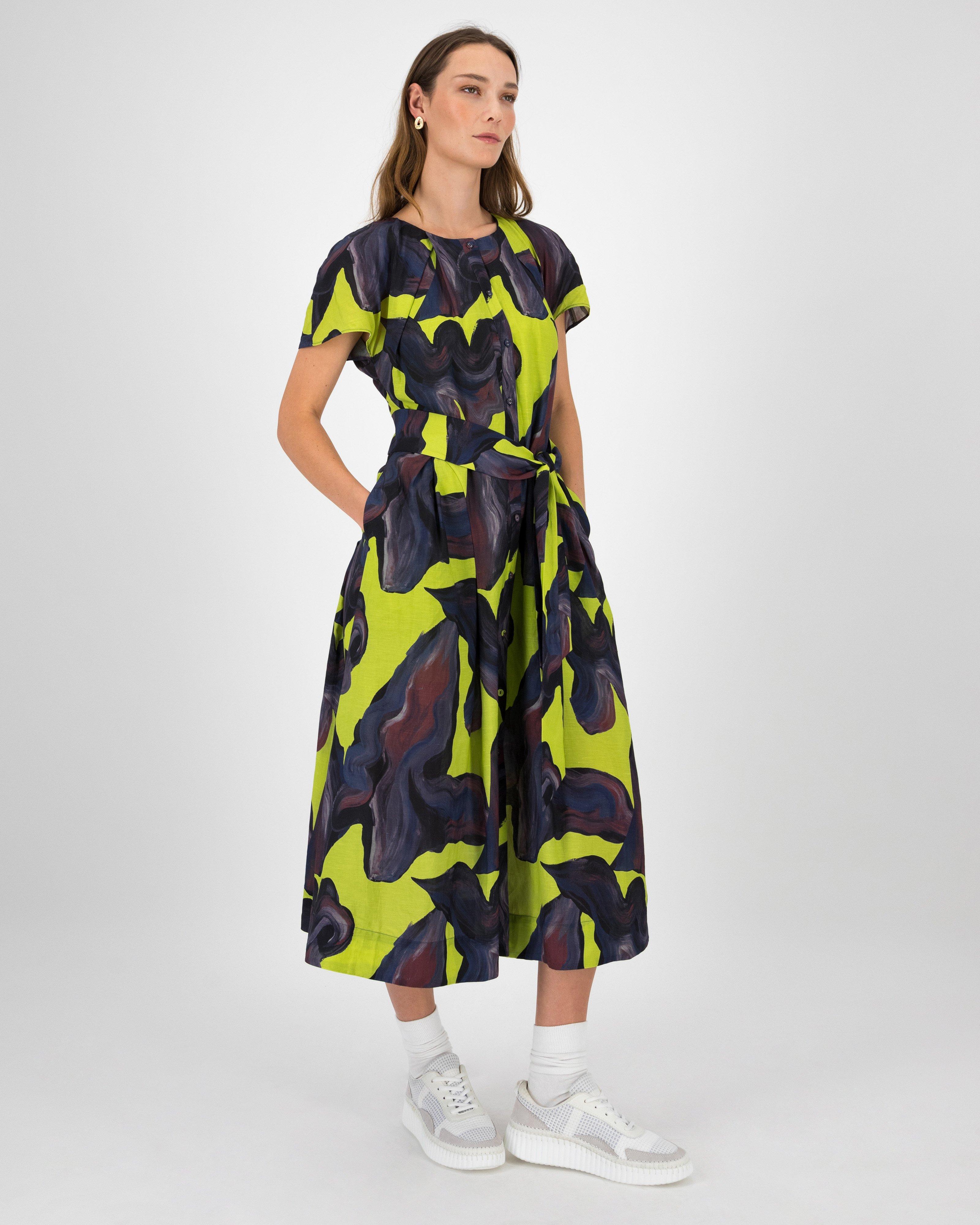 Isabella Printed Dress -  Green