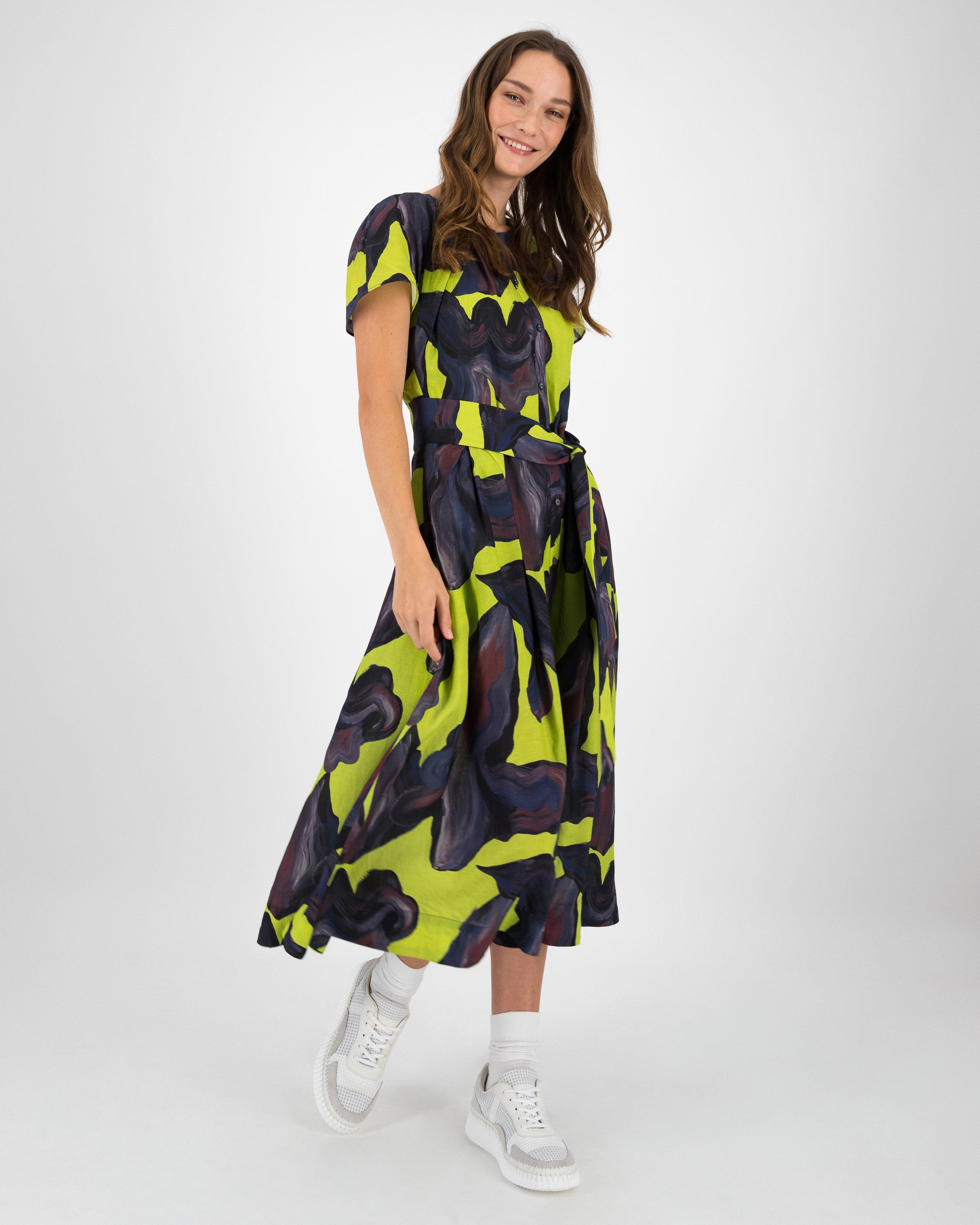 Isabella Printed Dress -  Green