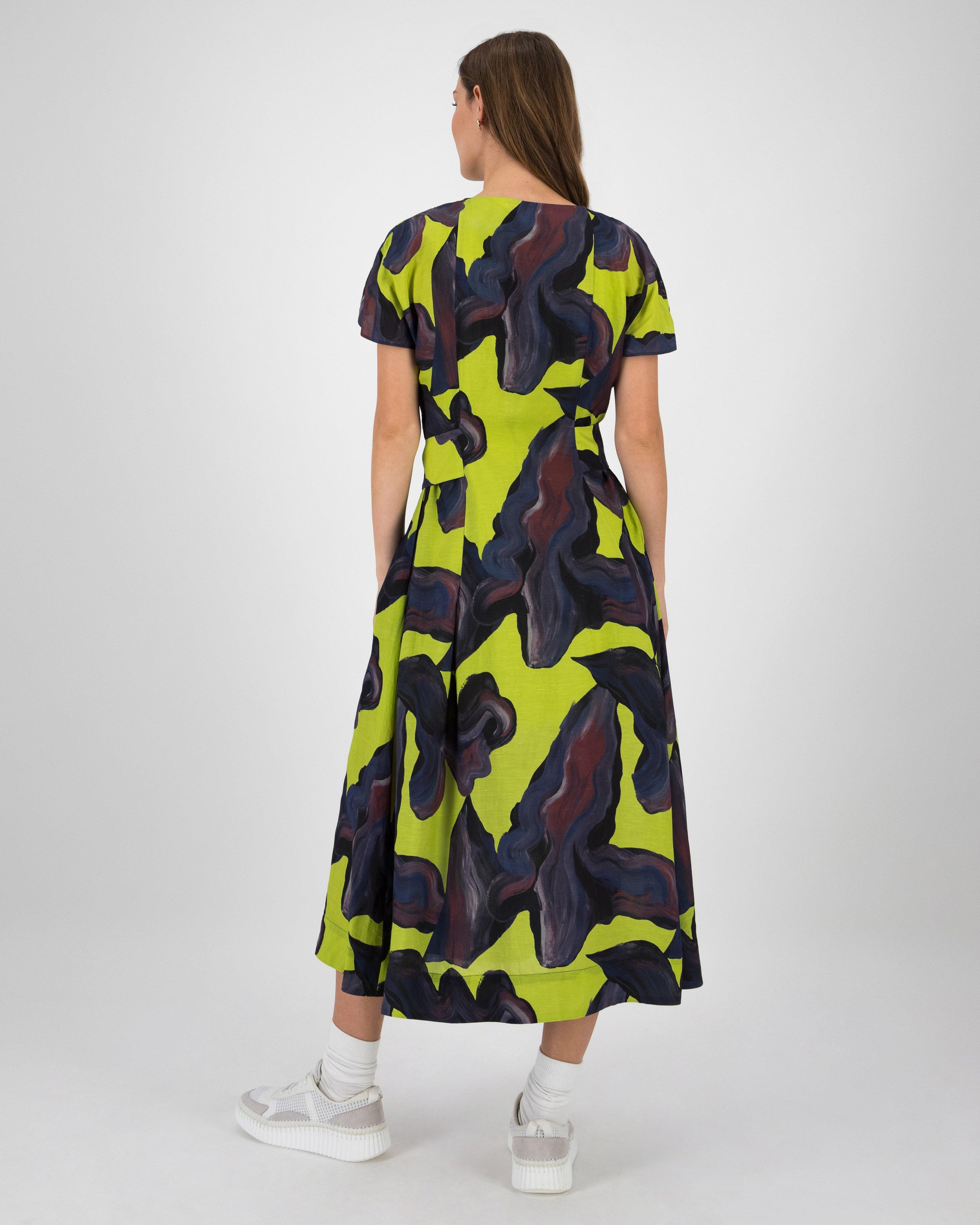 Isabella Printed Dress -  Green