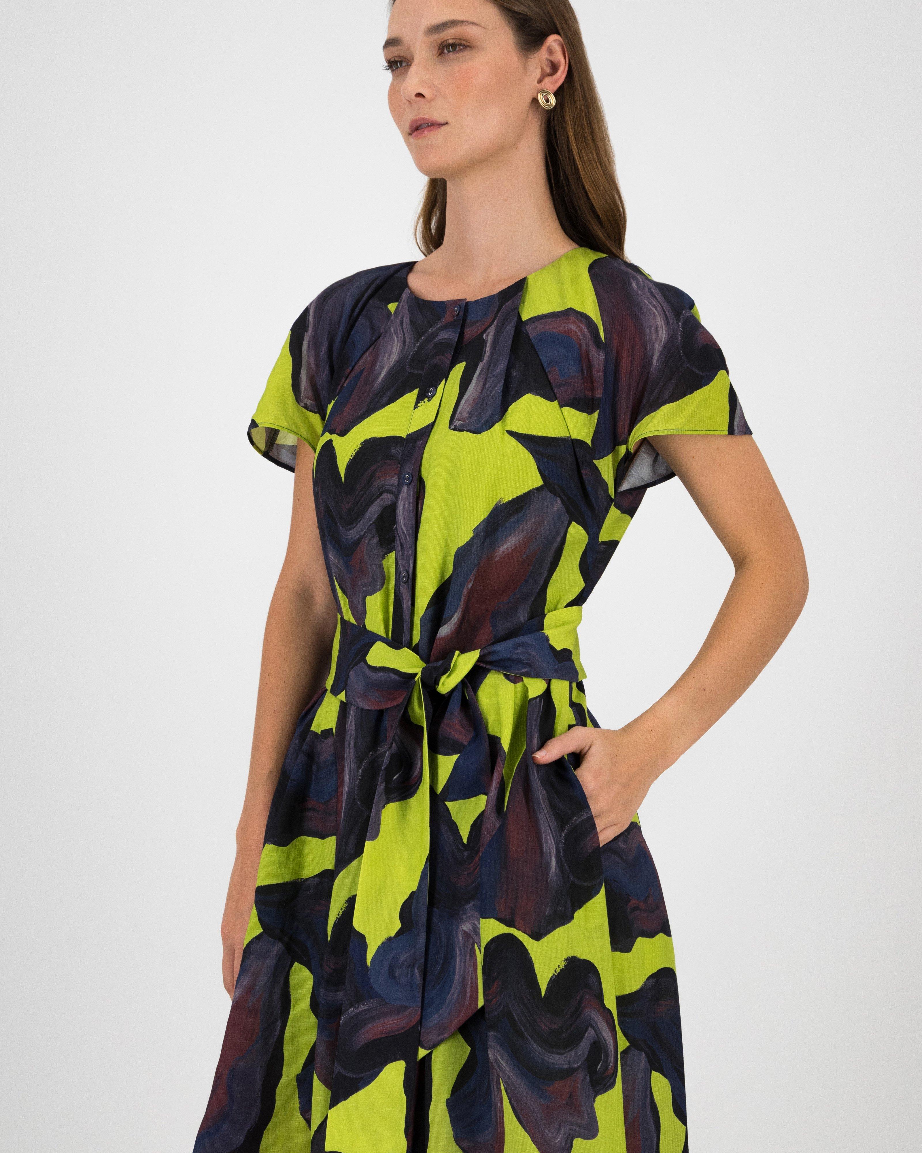 Isabella Printed Dress -  Green