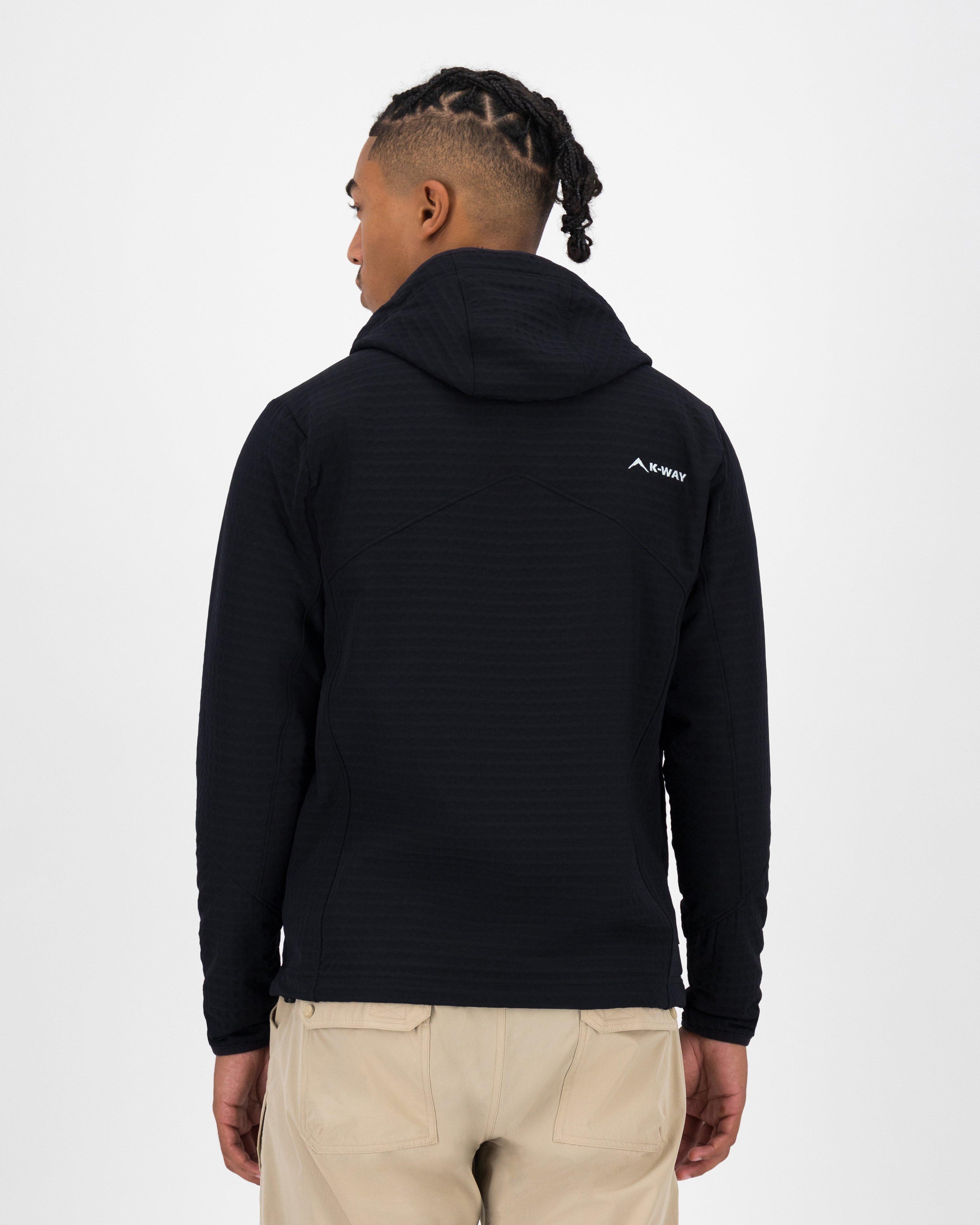 K-Way Men’s Grid Hooded Fleece Jacket  -  Black