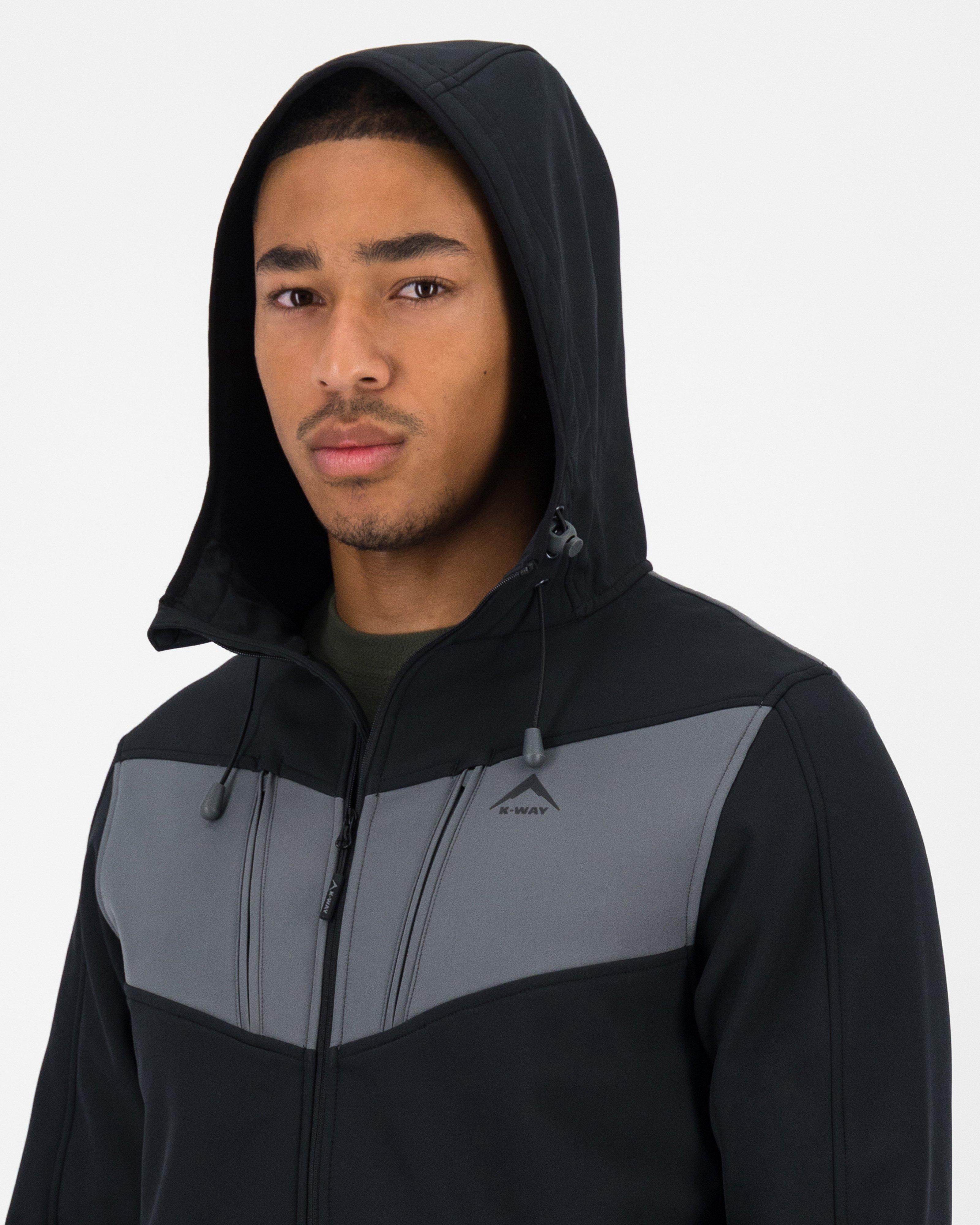 K-Way Men’s Benji Softshell Hoodie -  Charcoal