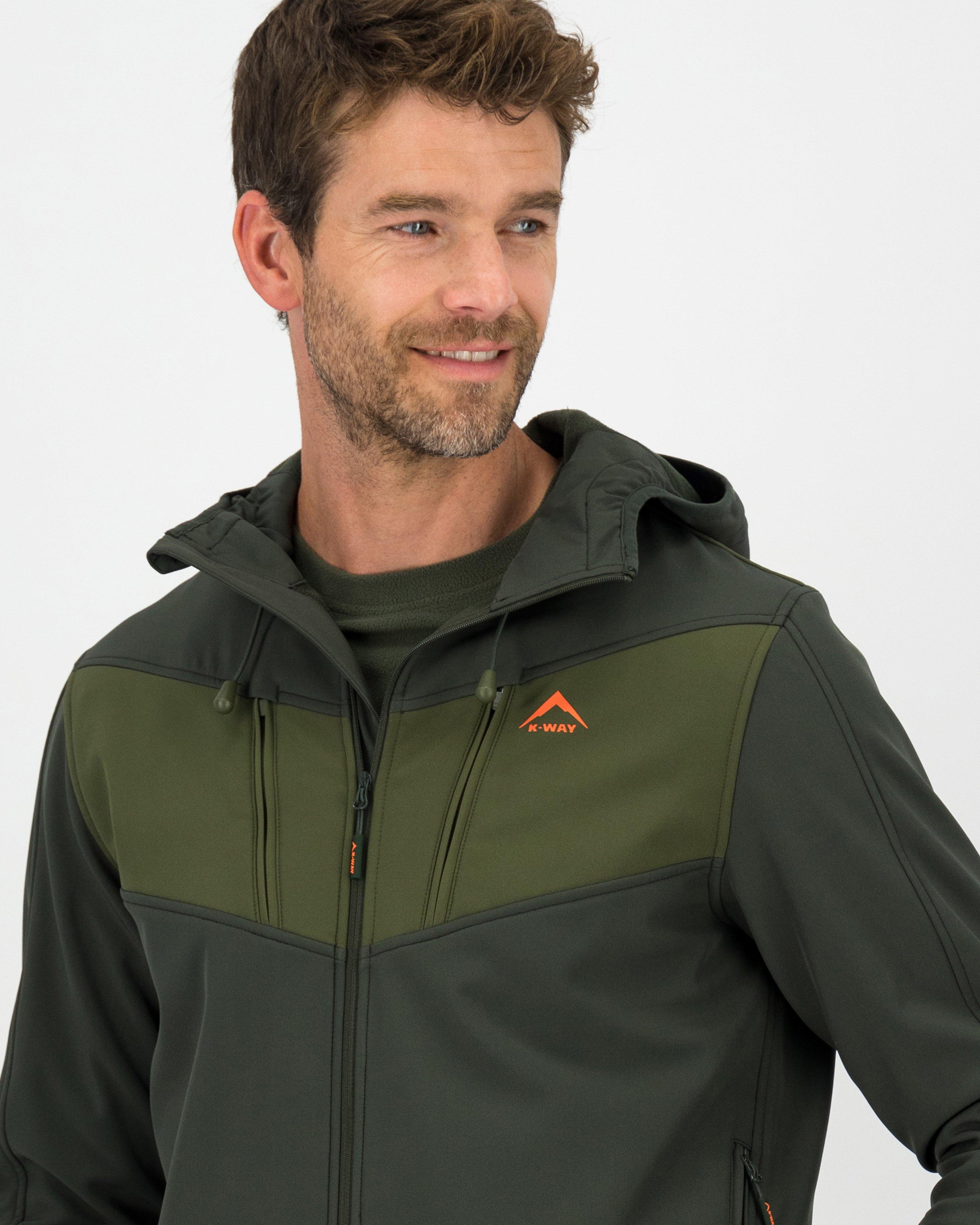 K-Way Men’s Benji Softshell Hoodie -  Dark Olive