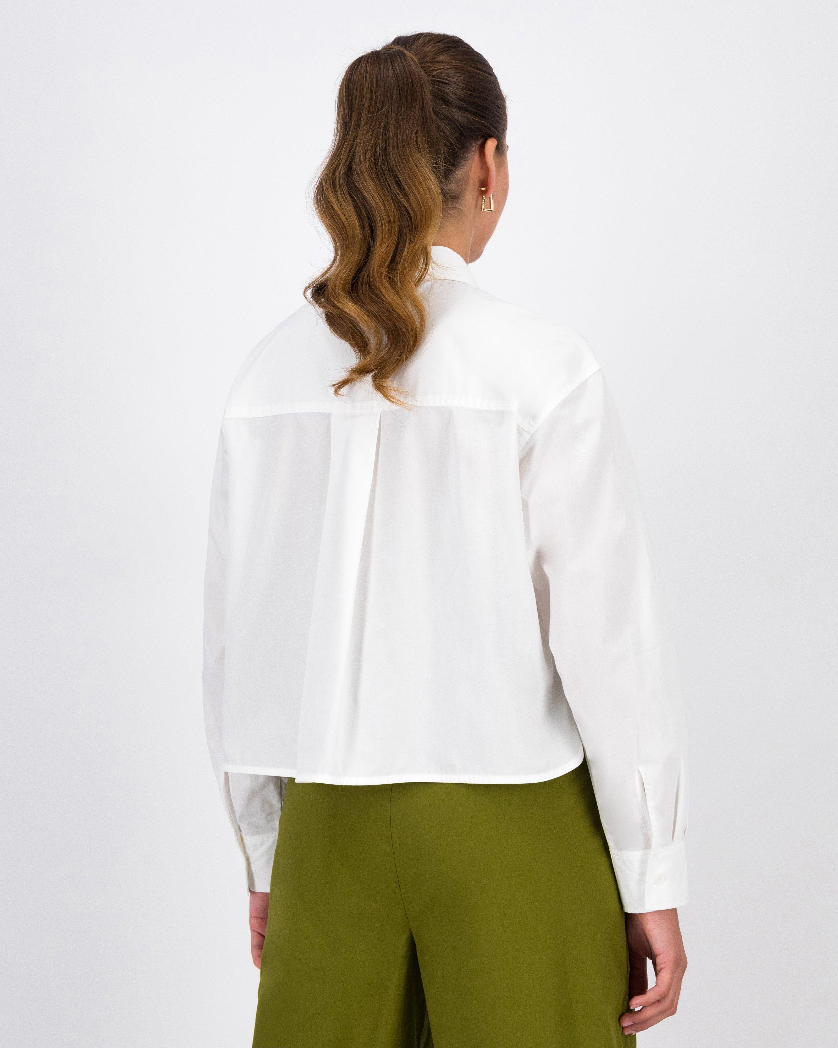 Evelyn Cropped Shirt -  White