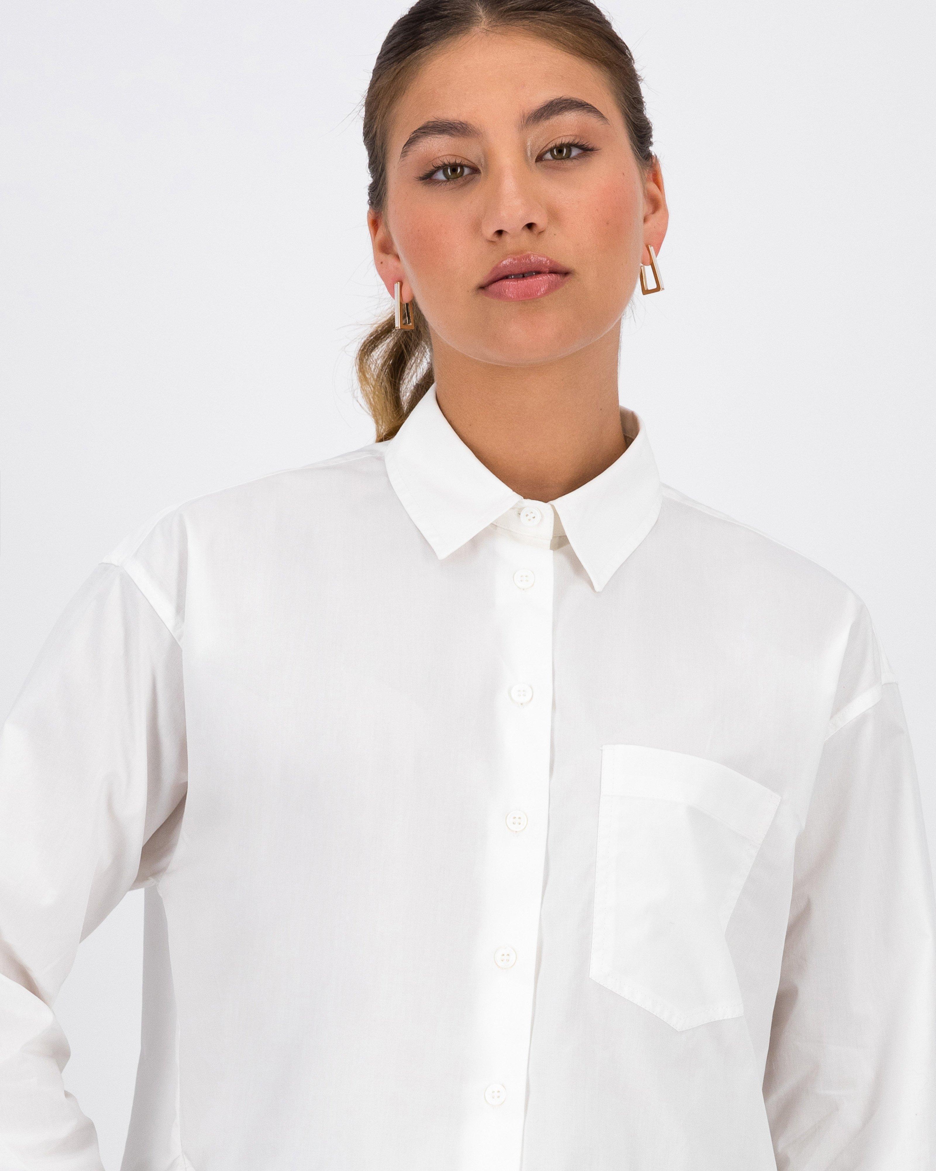 Evelyn Cropped Shirt -  White