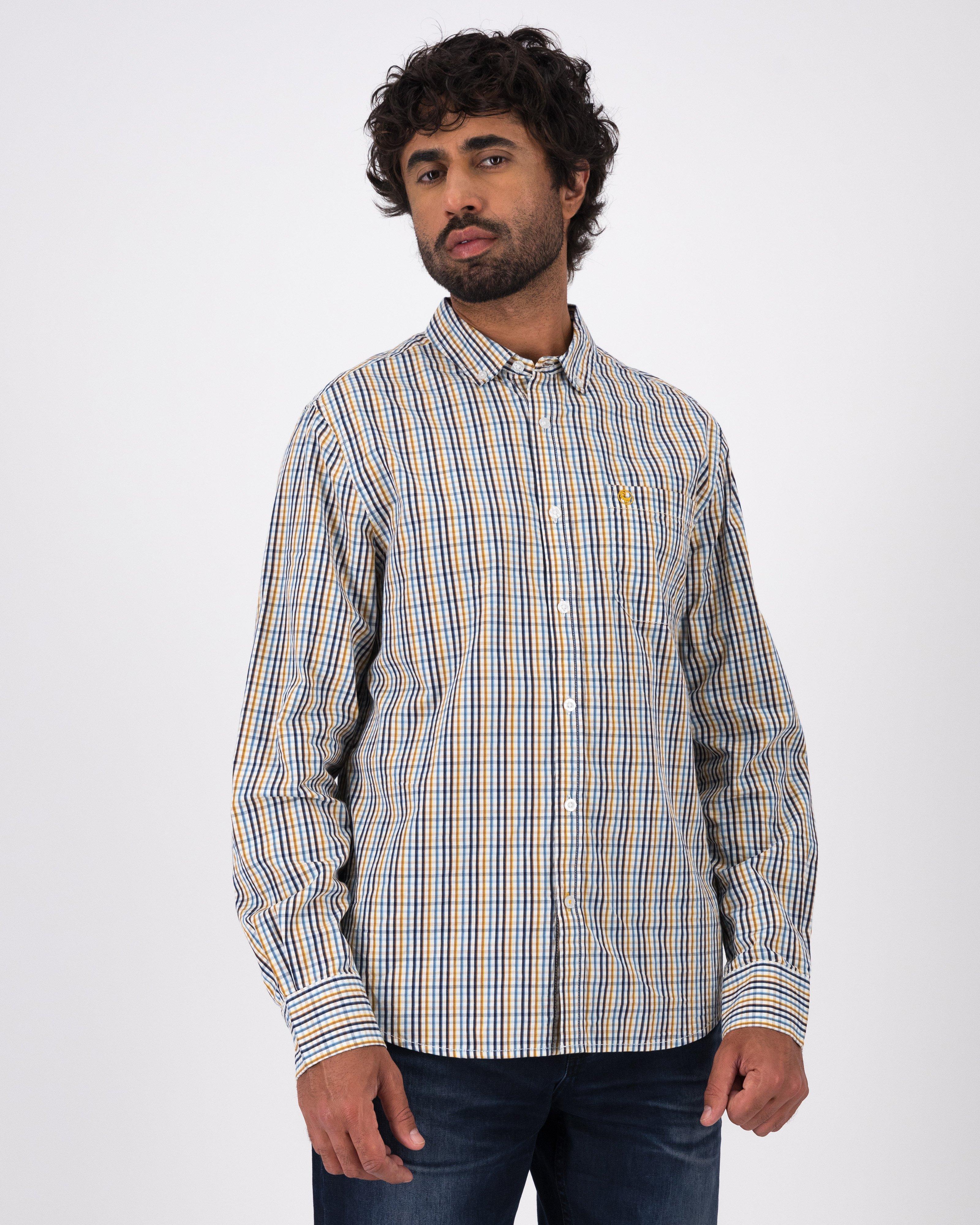 Men’s Zozo Gingham Check Slim Fit Shirt  -  Yellow