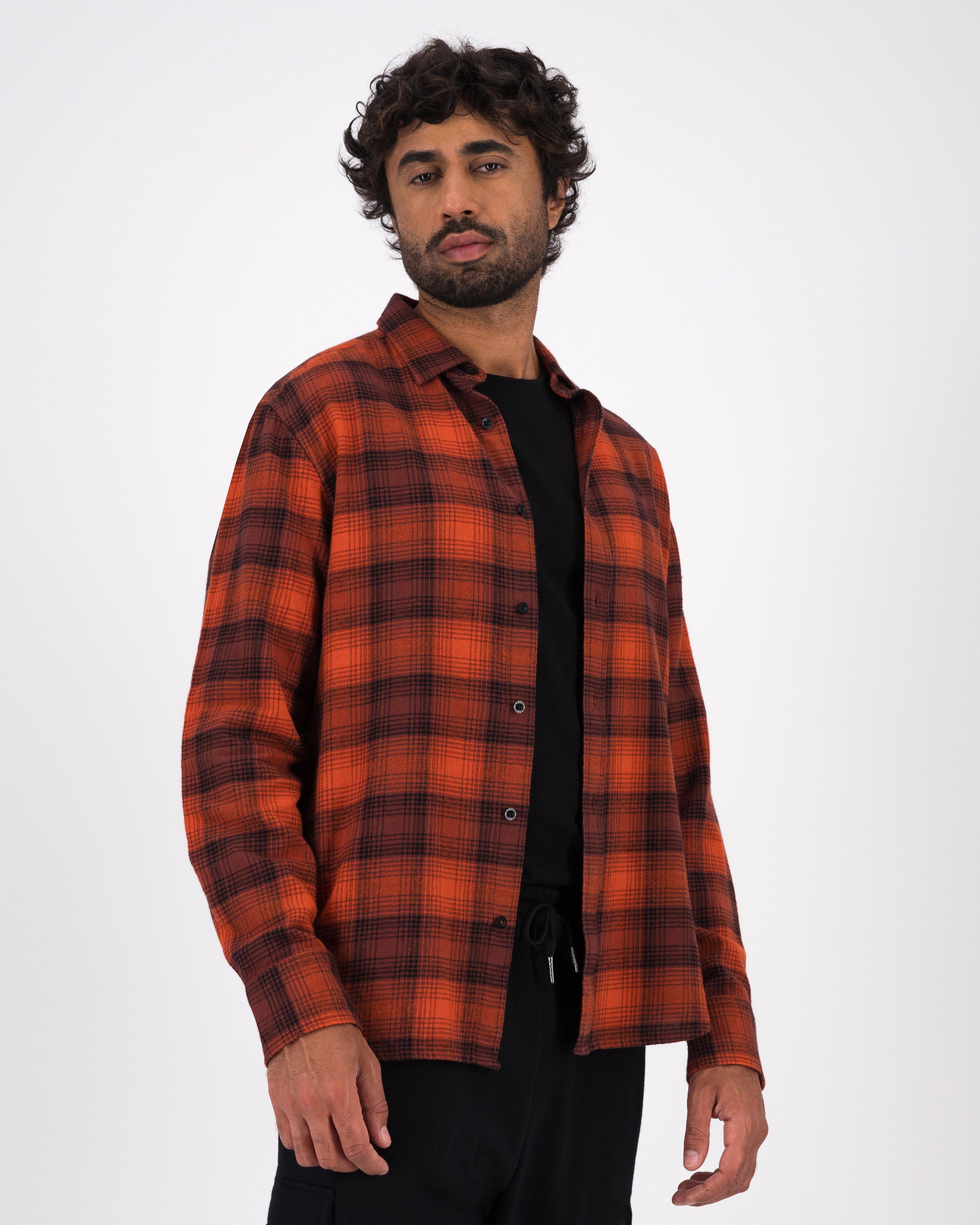 Men’s Vian Warm Handle Check Shirt  -  Orange