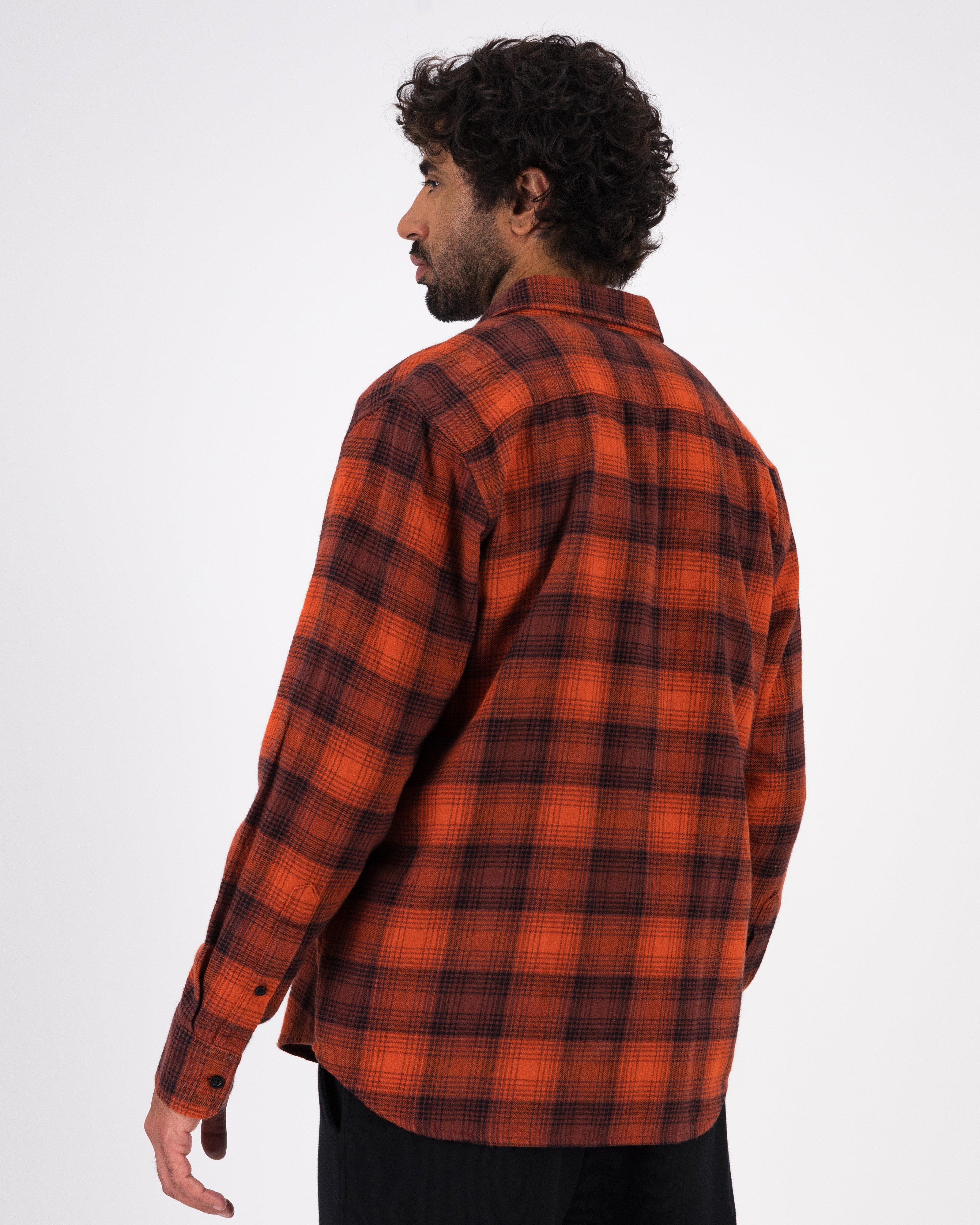 Men’s Vian Warm Handle Check Shirt -  Orange