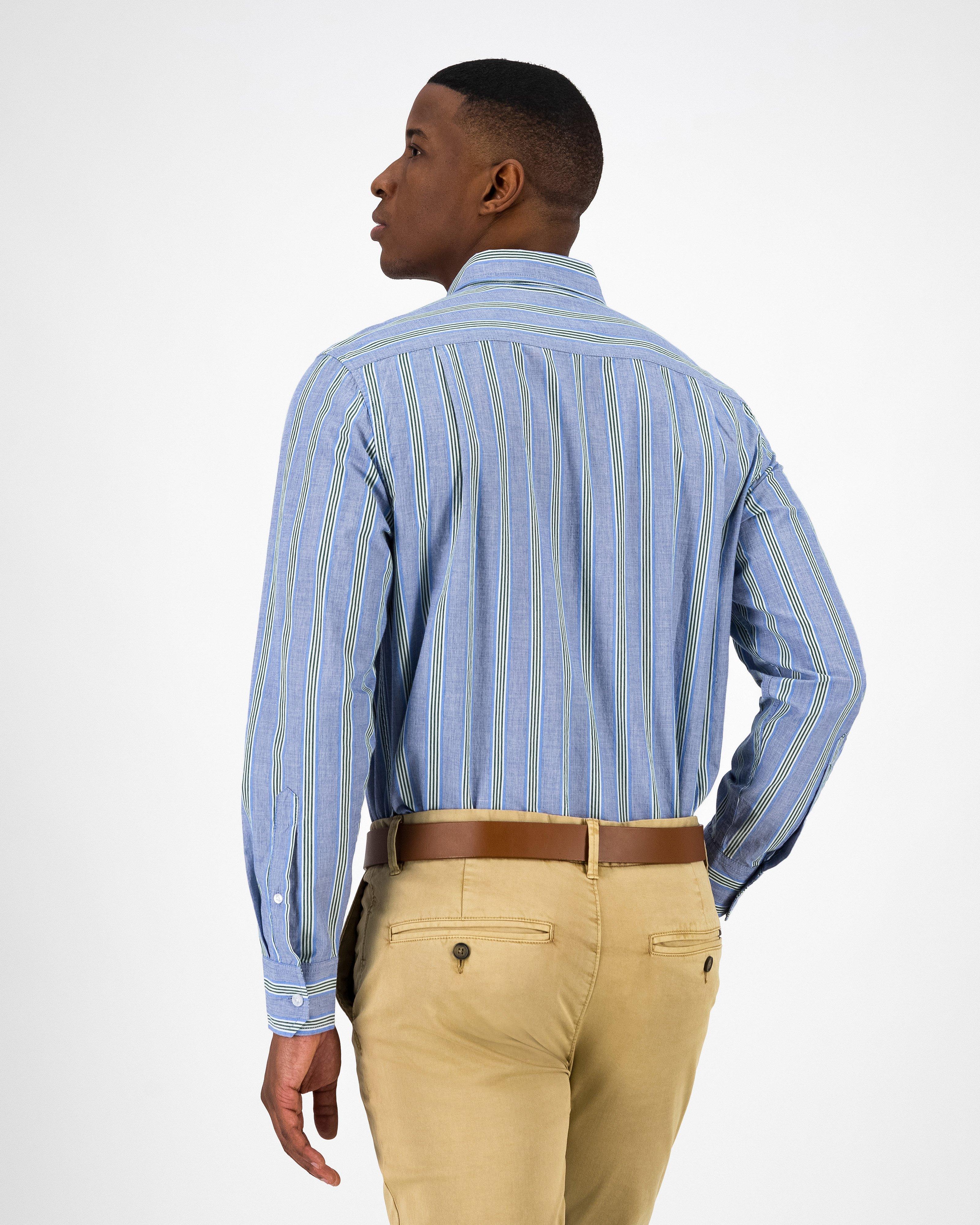 Ames Men's Khaki Black Striped Shirt