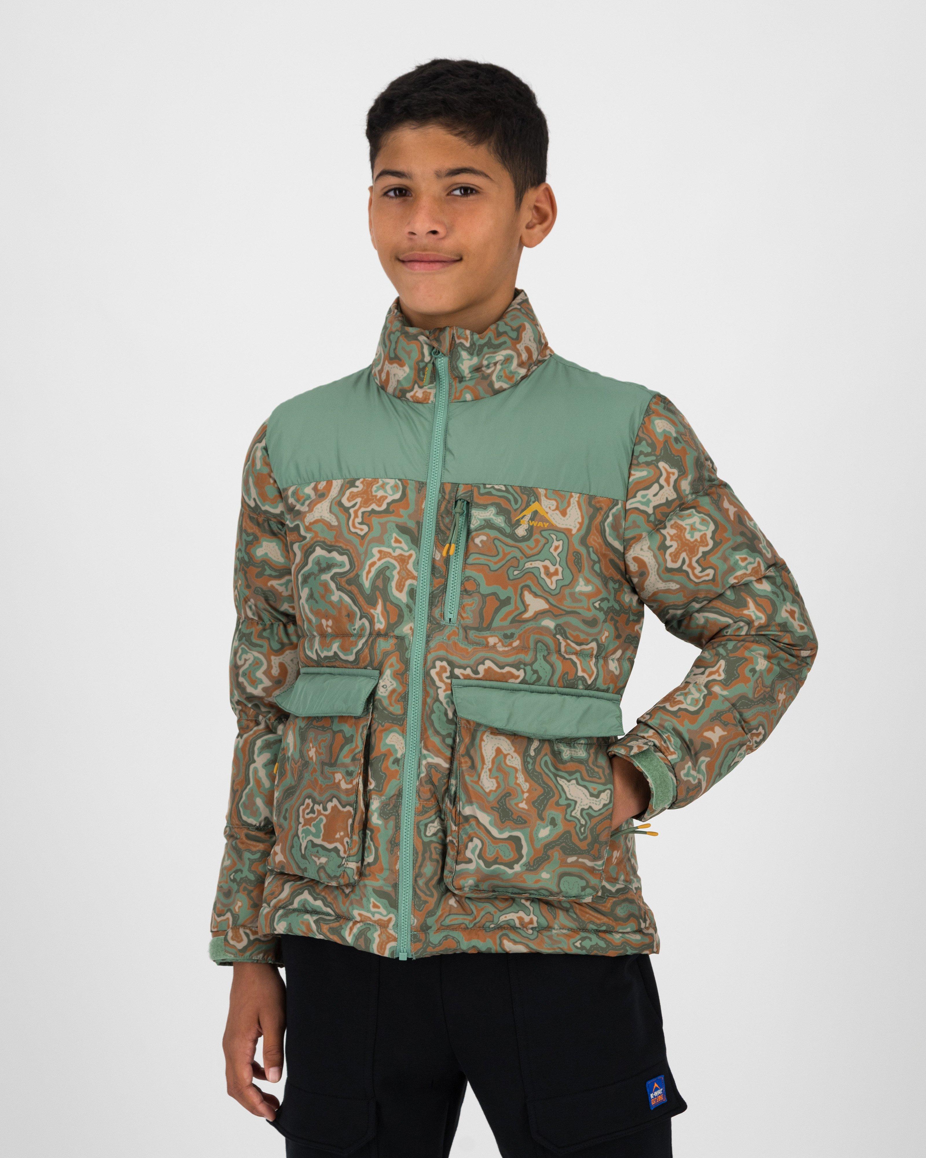 K-Way Youth Talon Printed Wide Channel Jacket -  Green