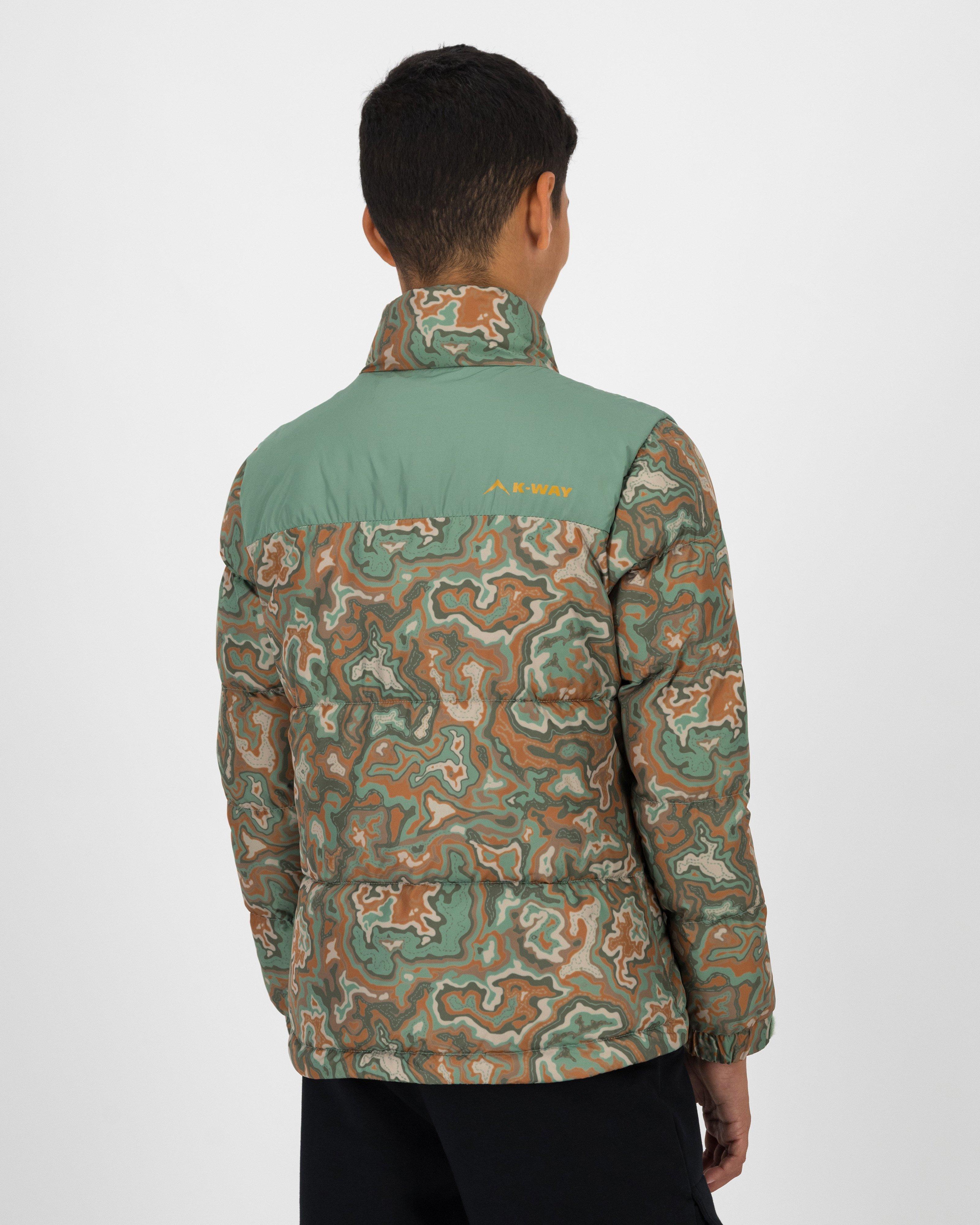 K-Way Youth Talon Printed Wide Channel Jacket -  Green