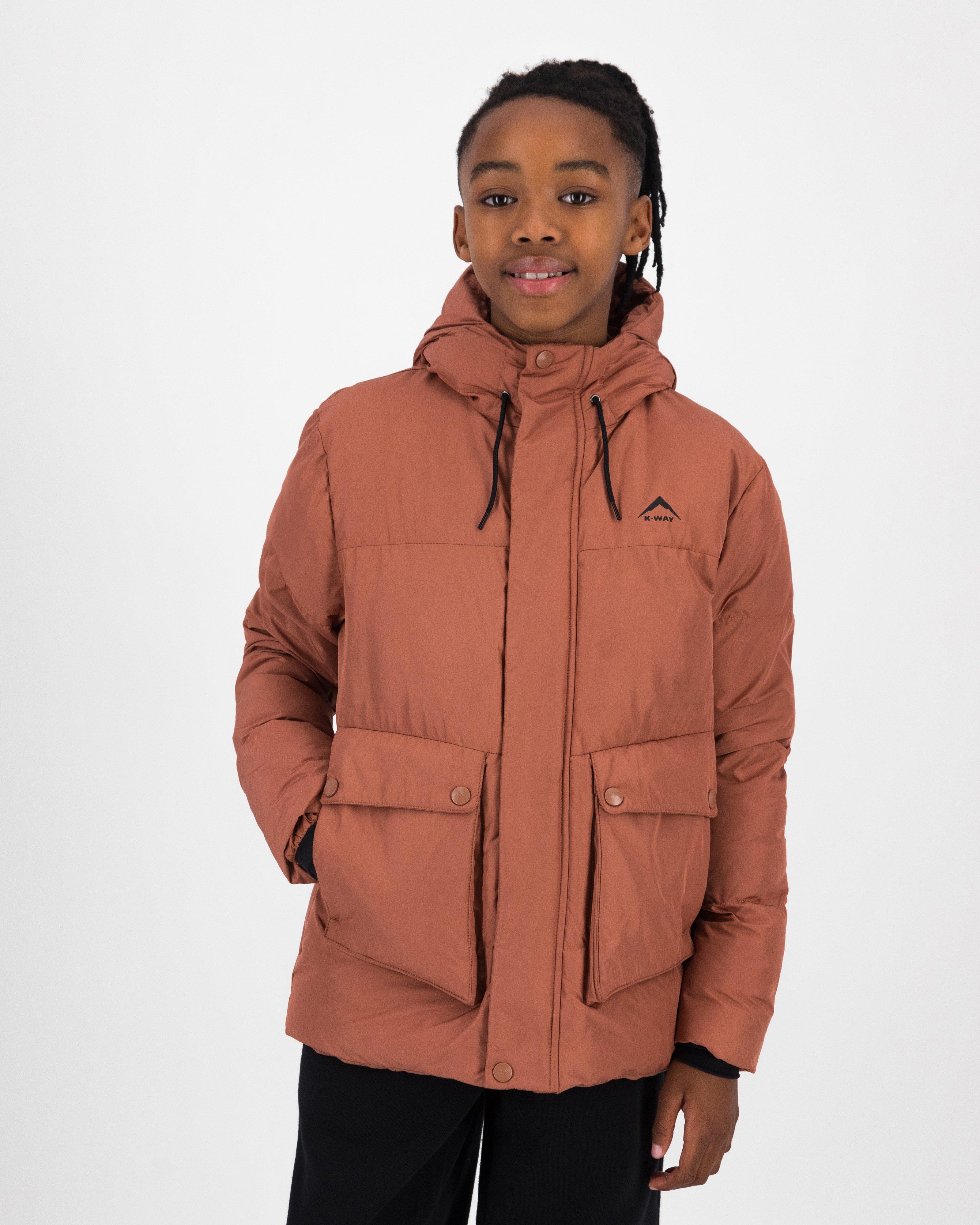 K-Way Youth Summit Wide Channel Puffer Jacket  -  Brown