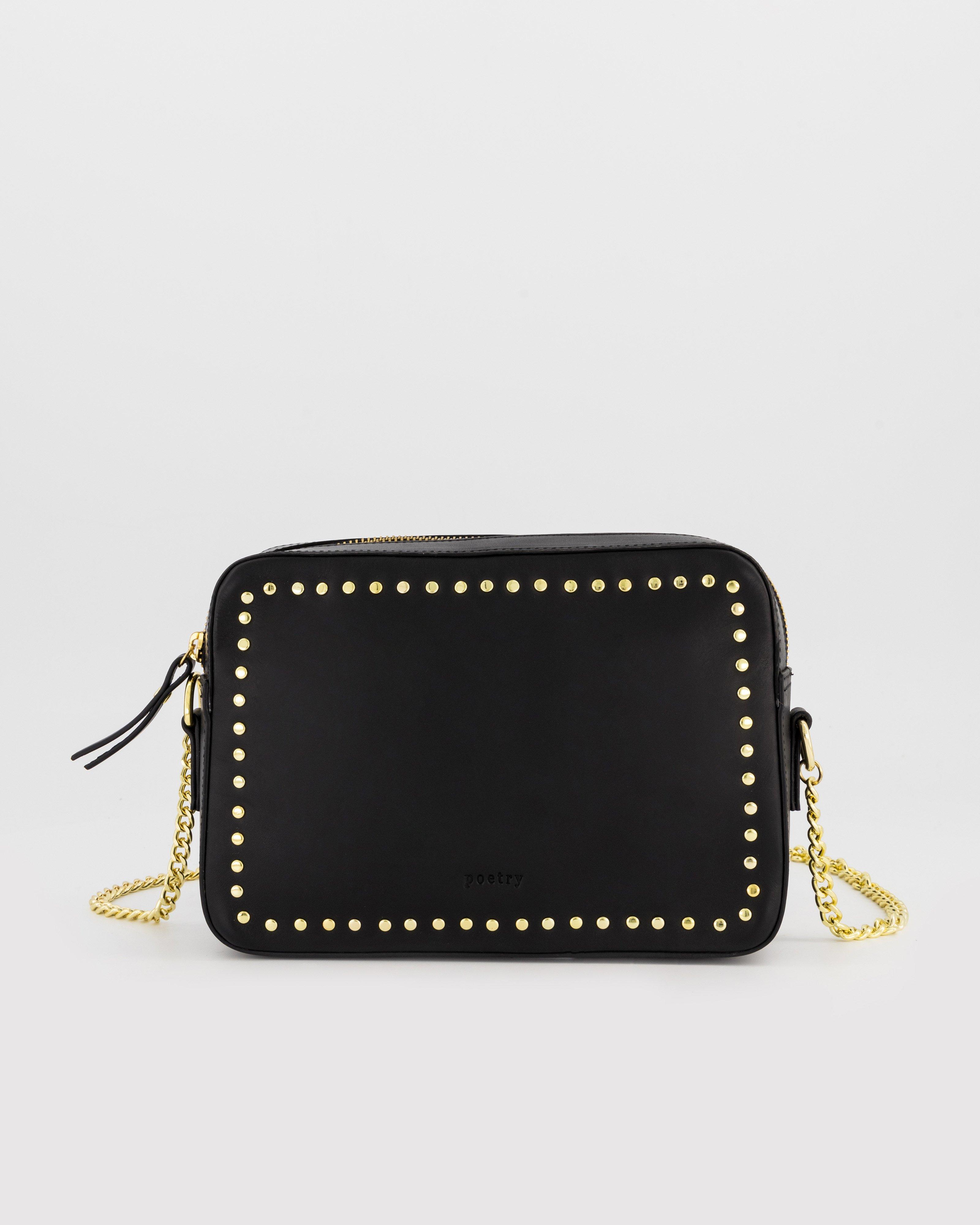 Lila Studded Leather Bag -  Black