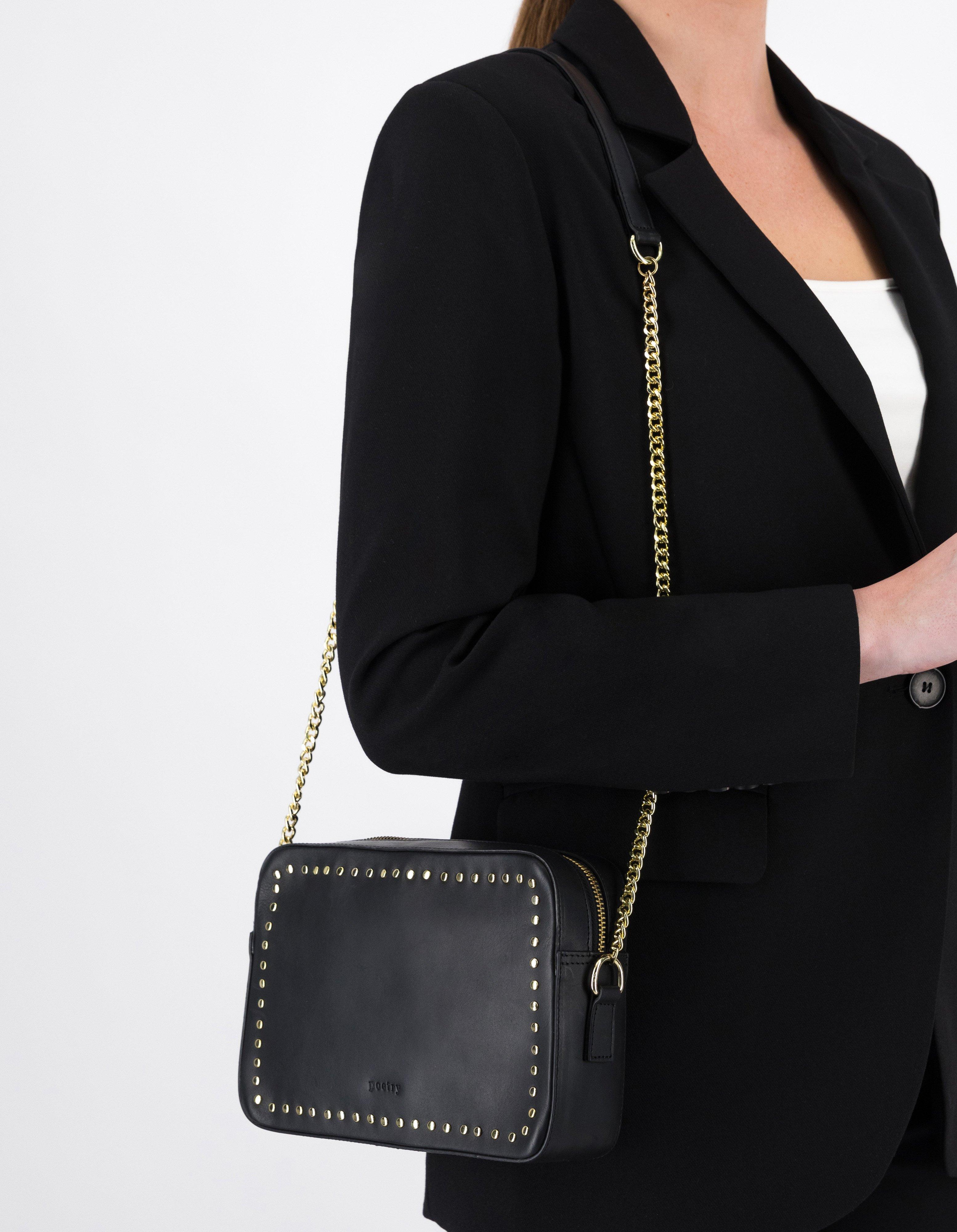 Lila Studded Leather Bag -  Black