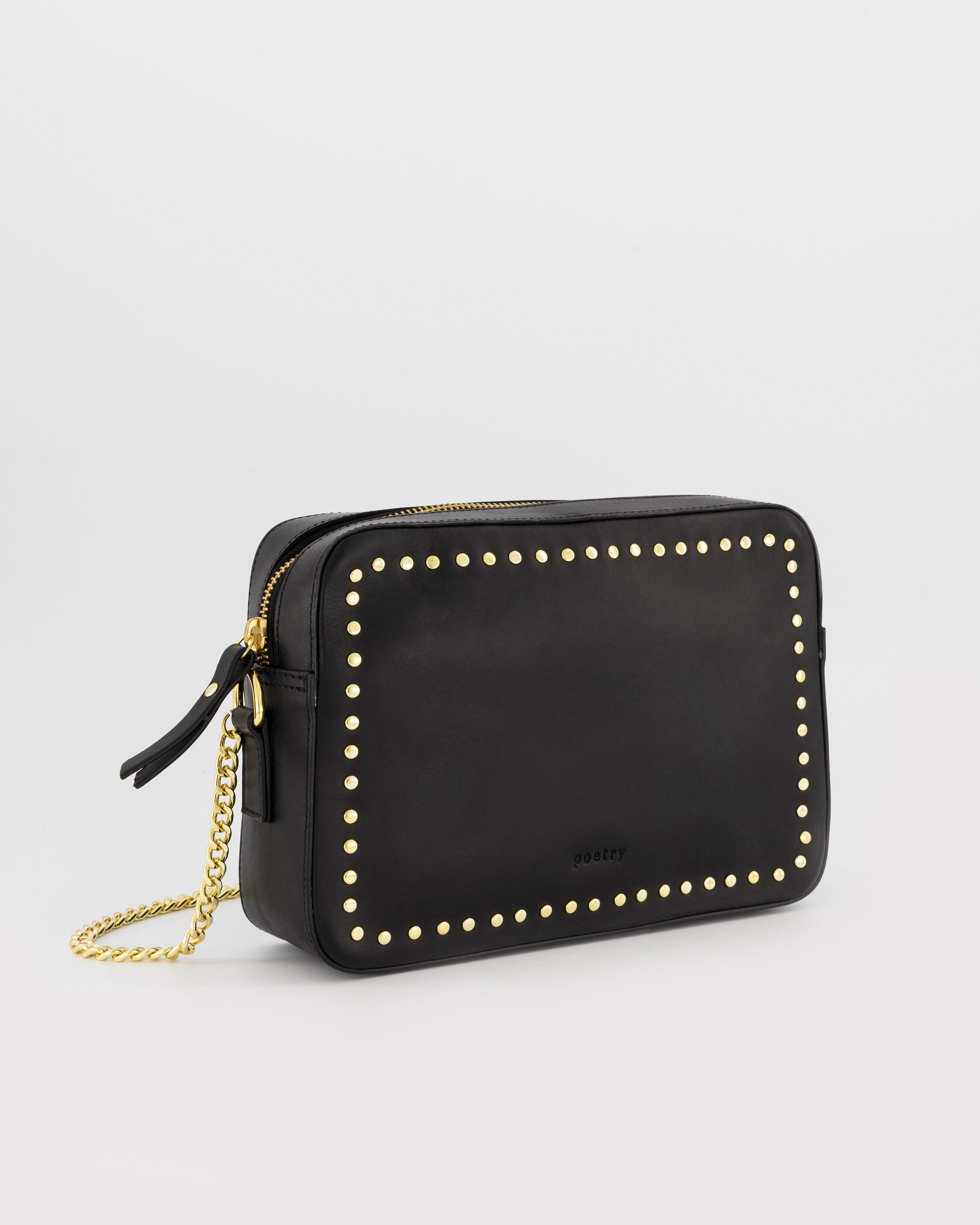 Lila Studded Leather Bag -  Black