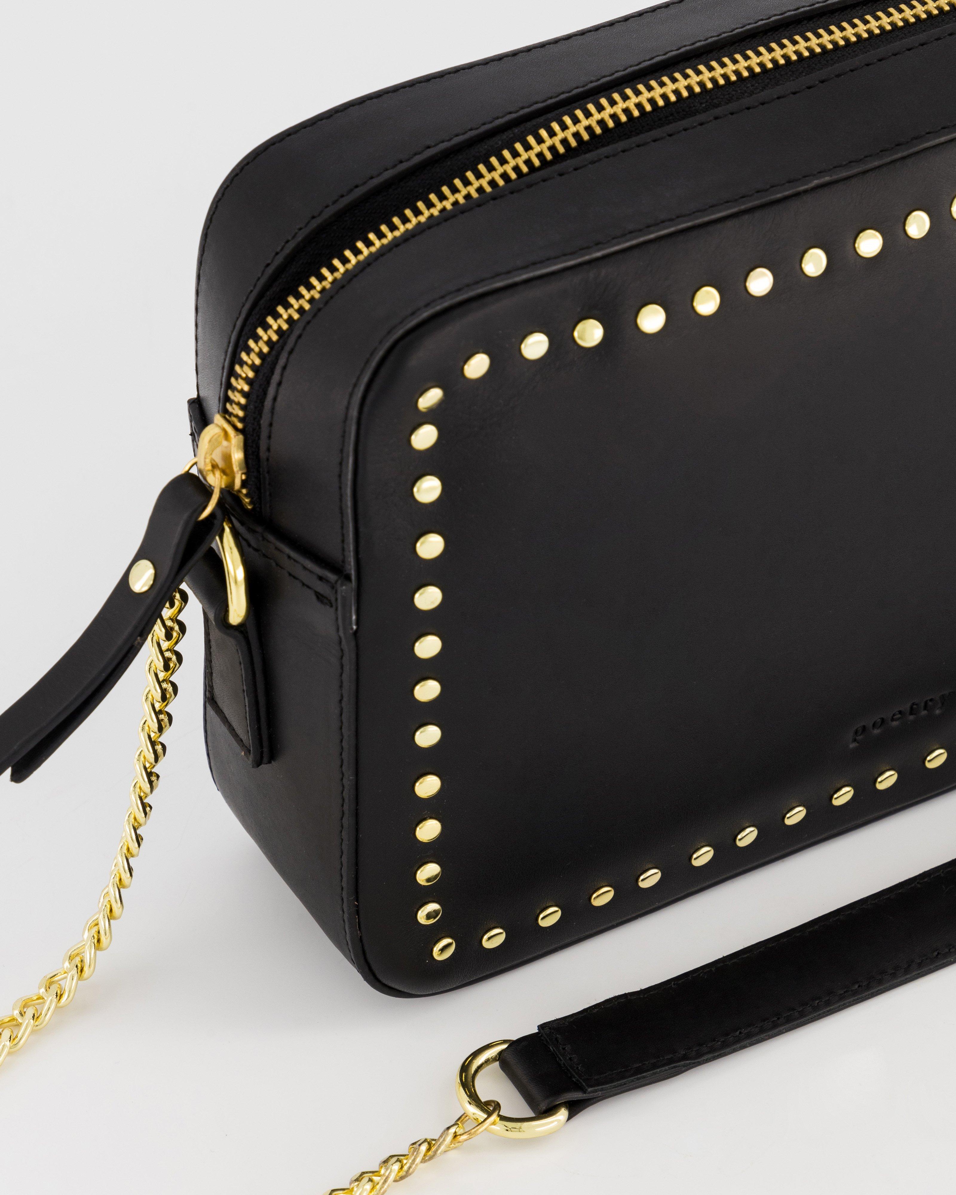 Lila Studded Leather Bag -  Black