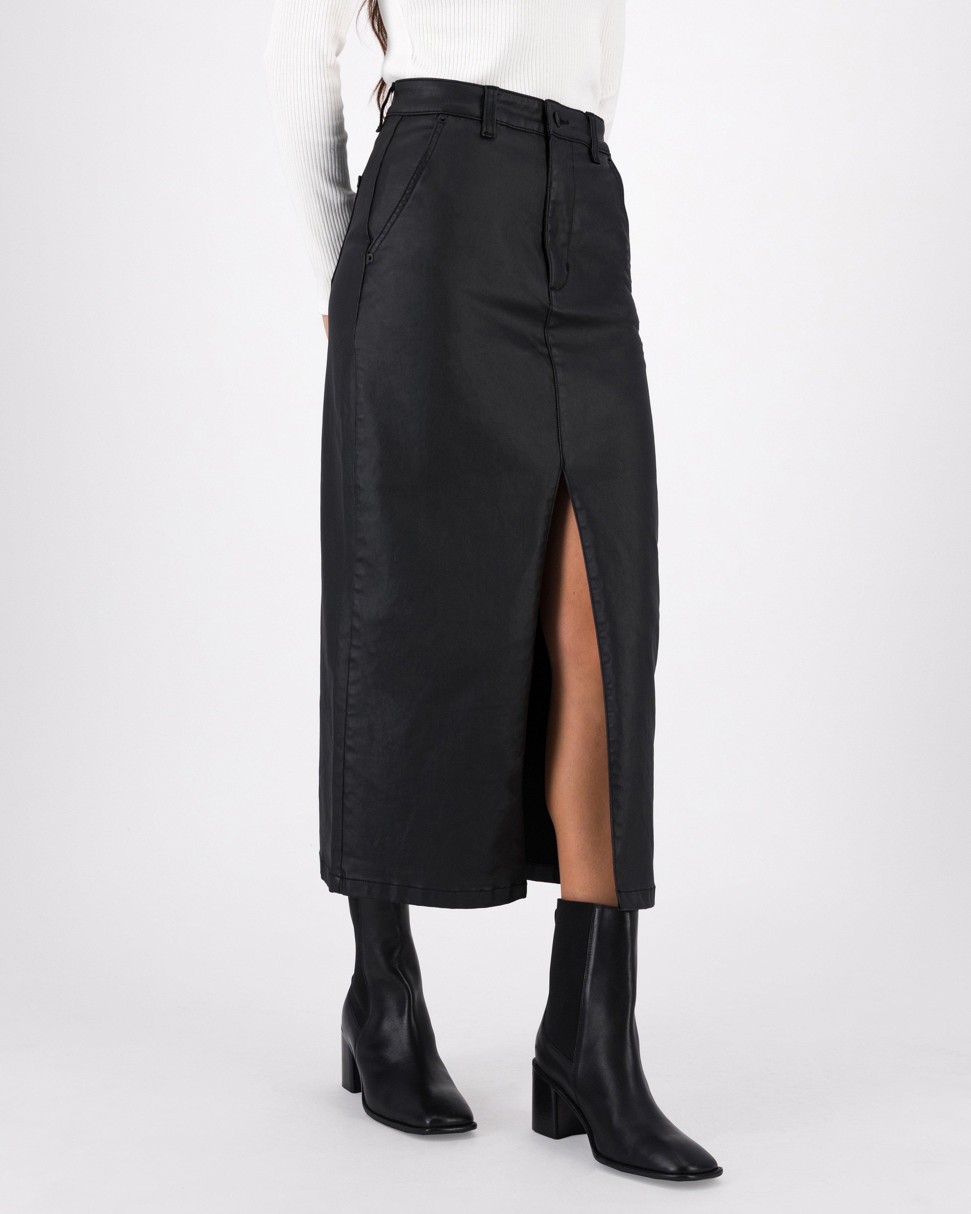  Women’s Demi Coated Denim Skirt  -  Black