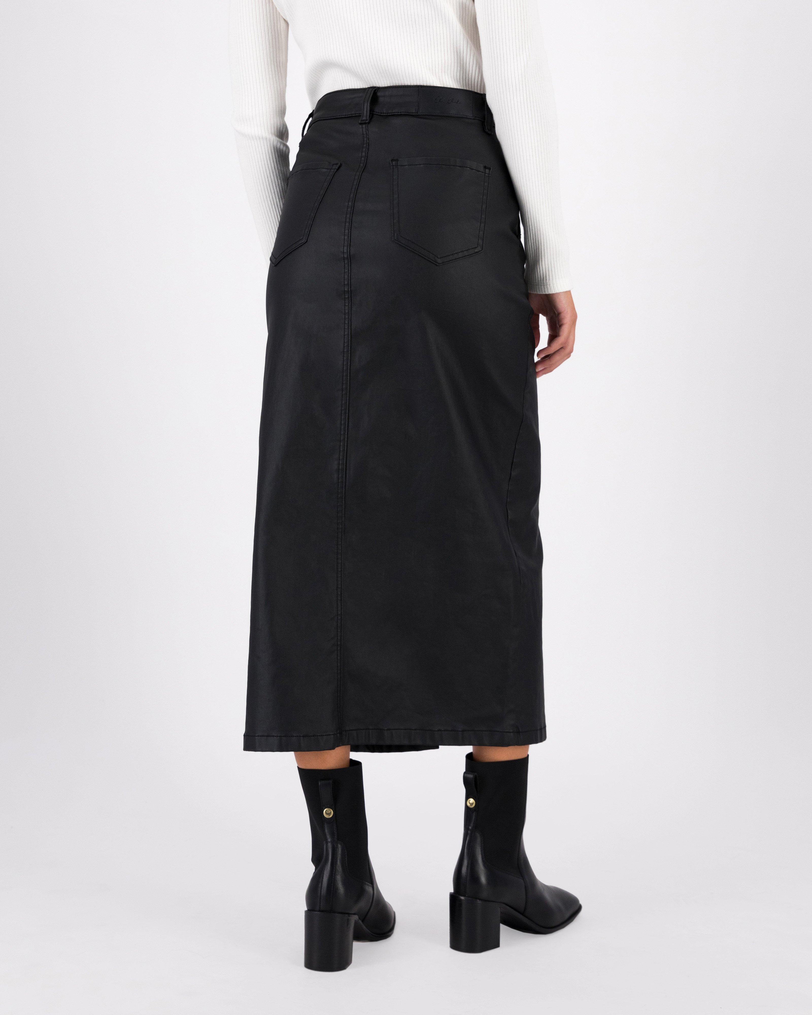  Women’s Demi Coated Denim Skirt  -  Black