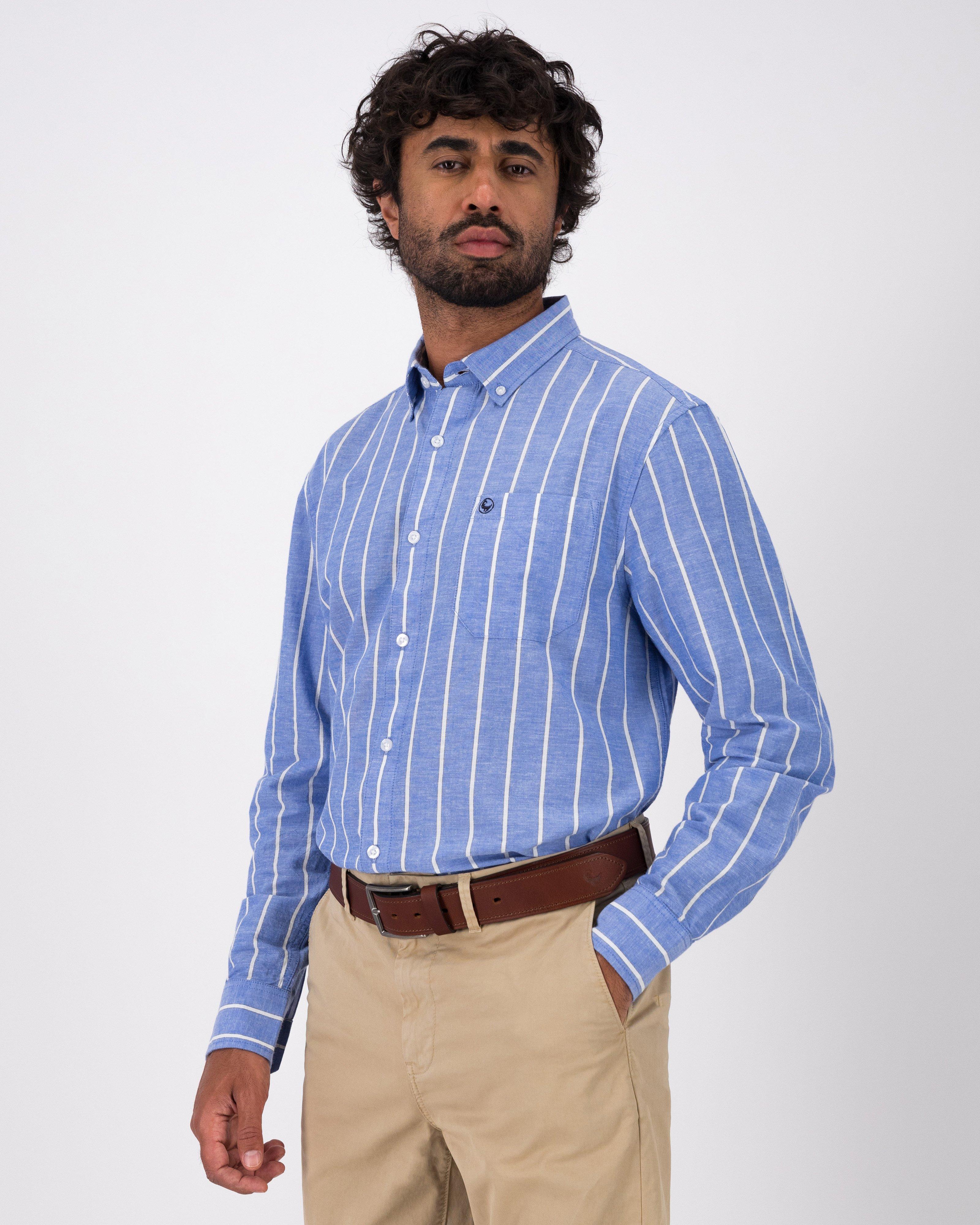 Men’s Grant Wide Stripe Regular Fit Shirt -  Blue
