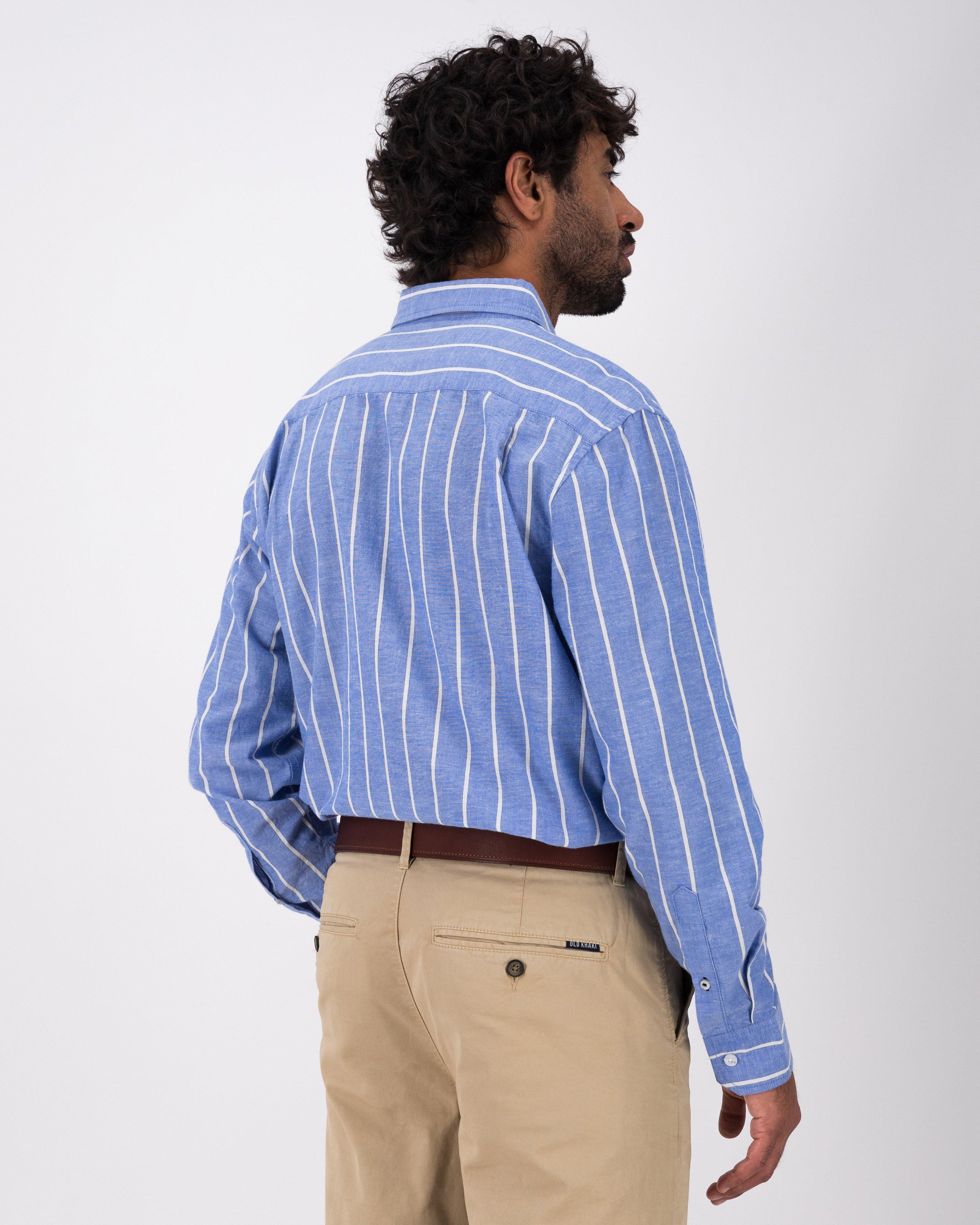 Men’s Grant Wide Stripe Regular Fit Shirt -  Blue
