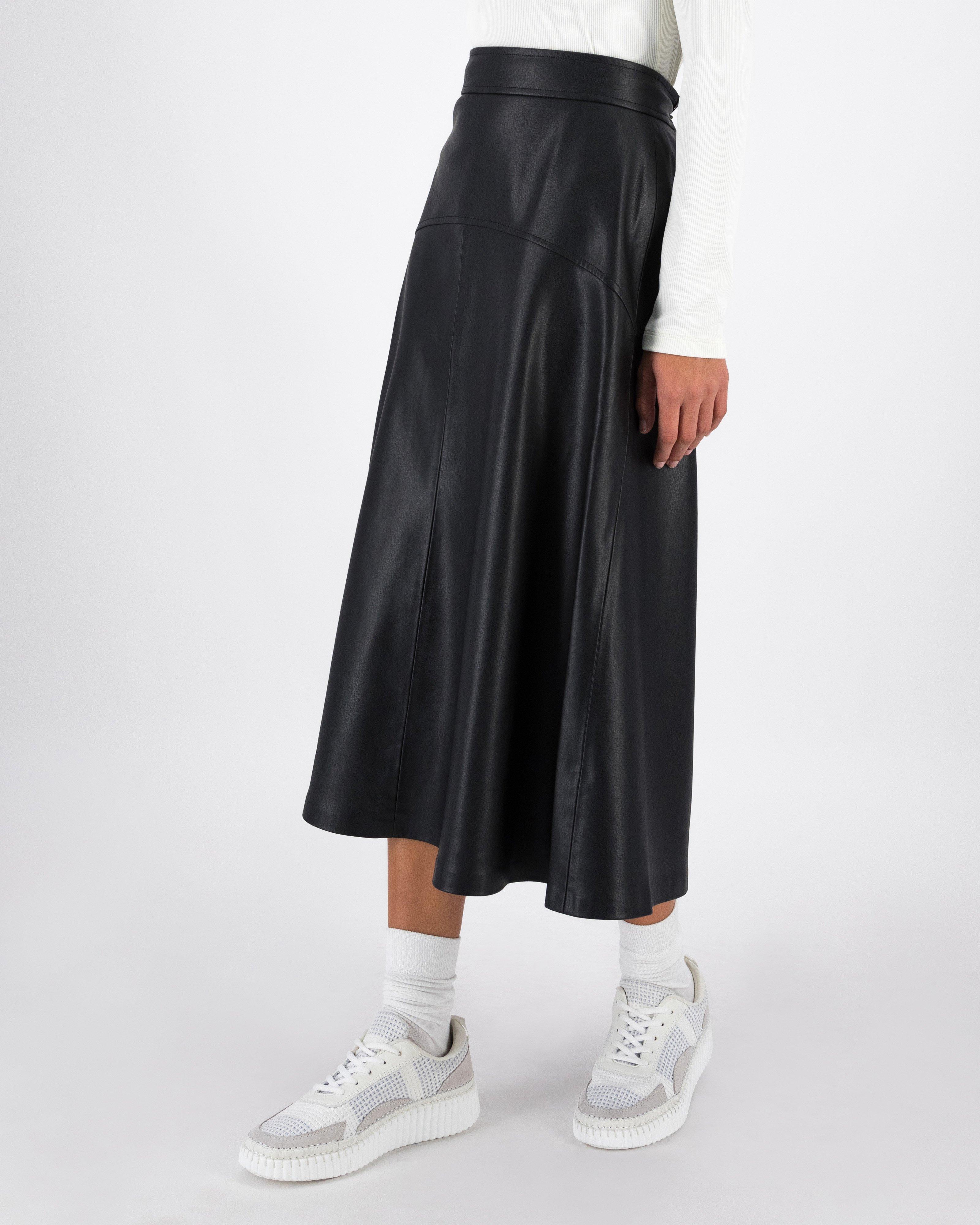 Coen Faux Leather Skirt -  Black