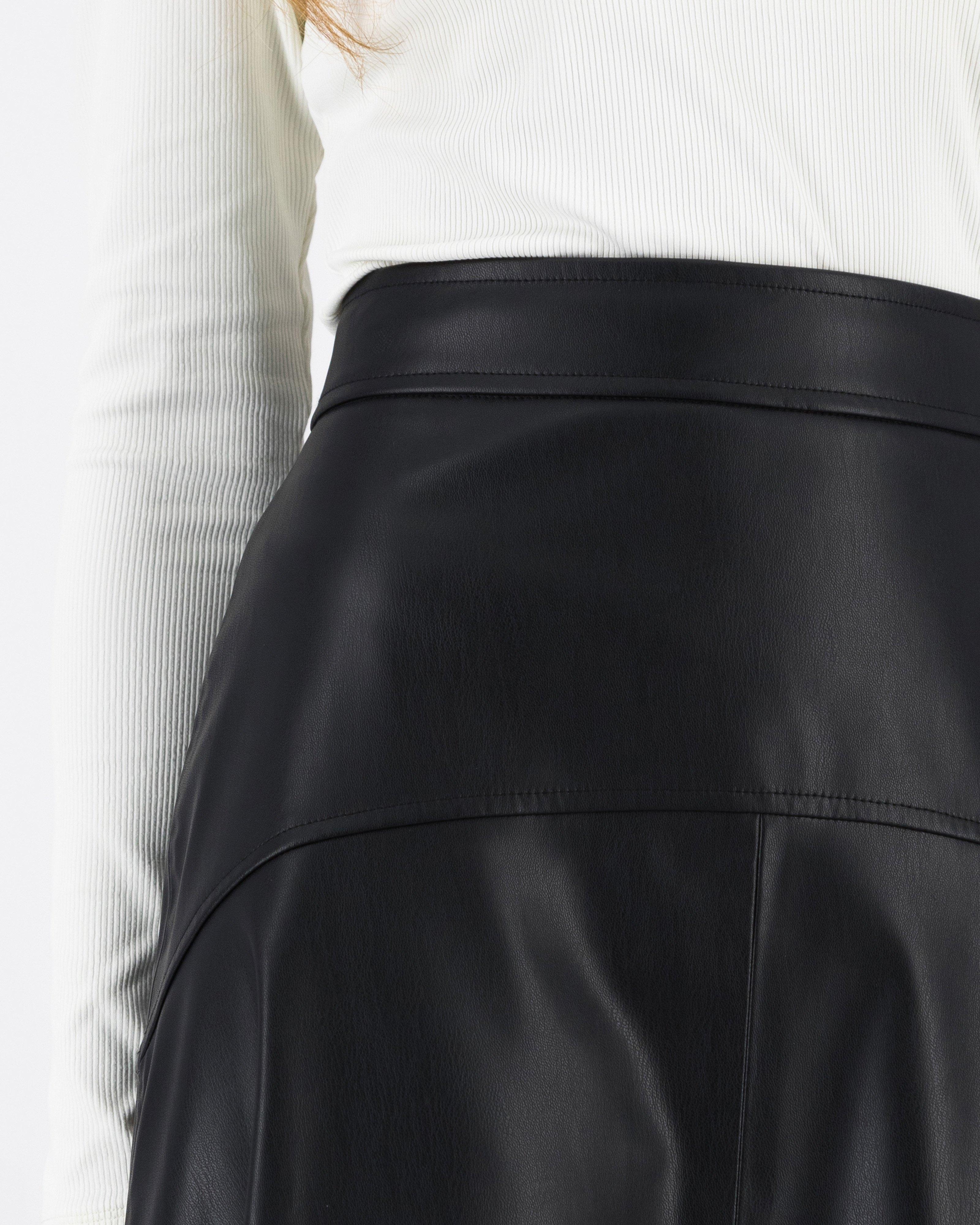 Coen Faux Leather Skirt -  Black