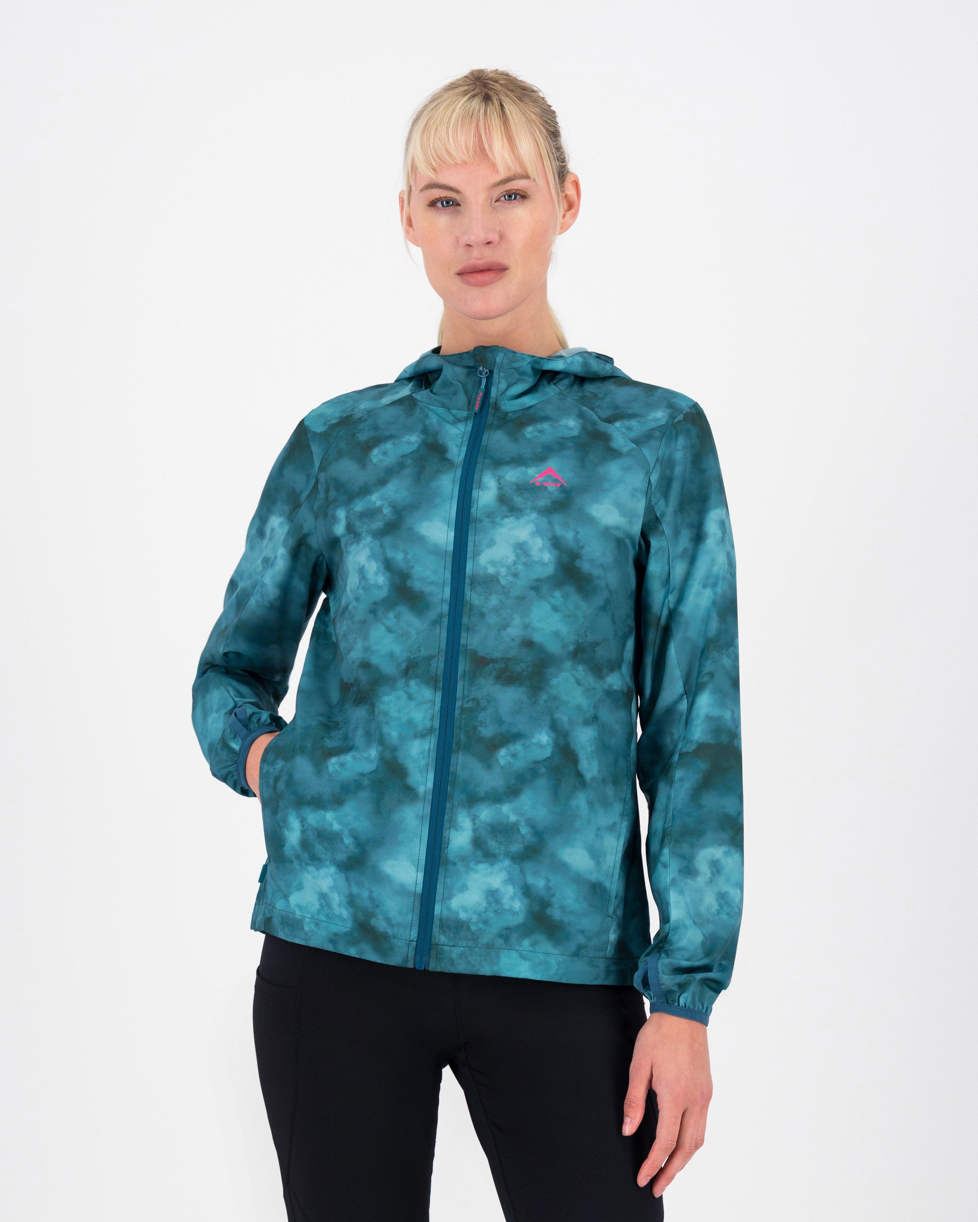 K-Way Women’s Printed Pipe Track Windbreaker Jacket -  Dark Green