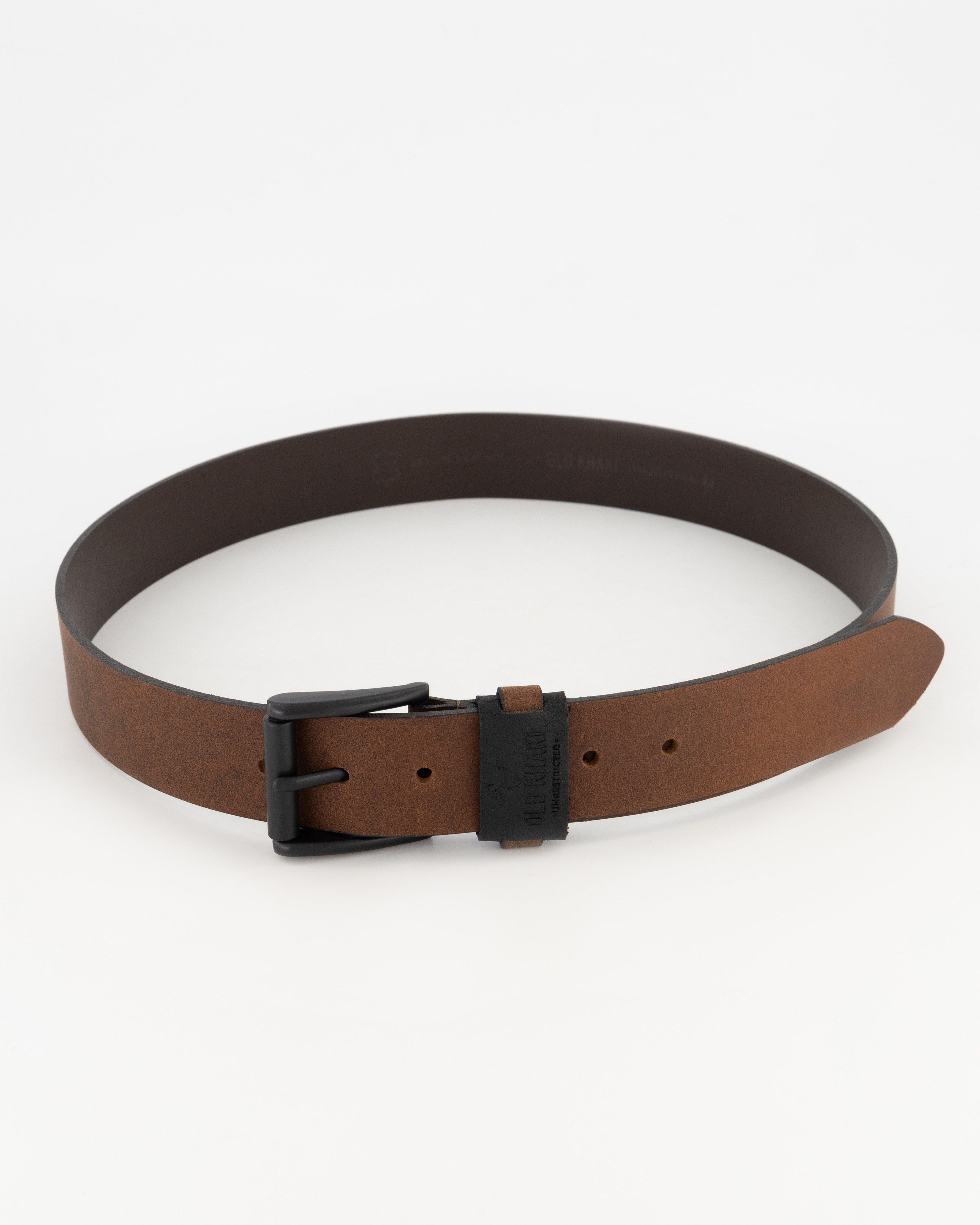 Men’s Davian Two-Tone Leather Belt -  Tan