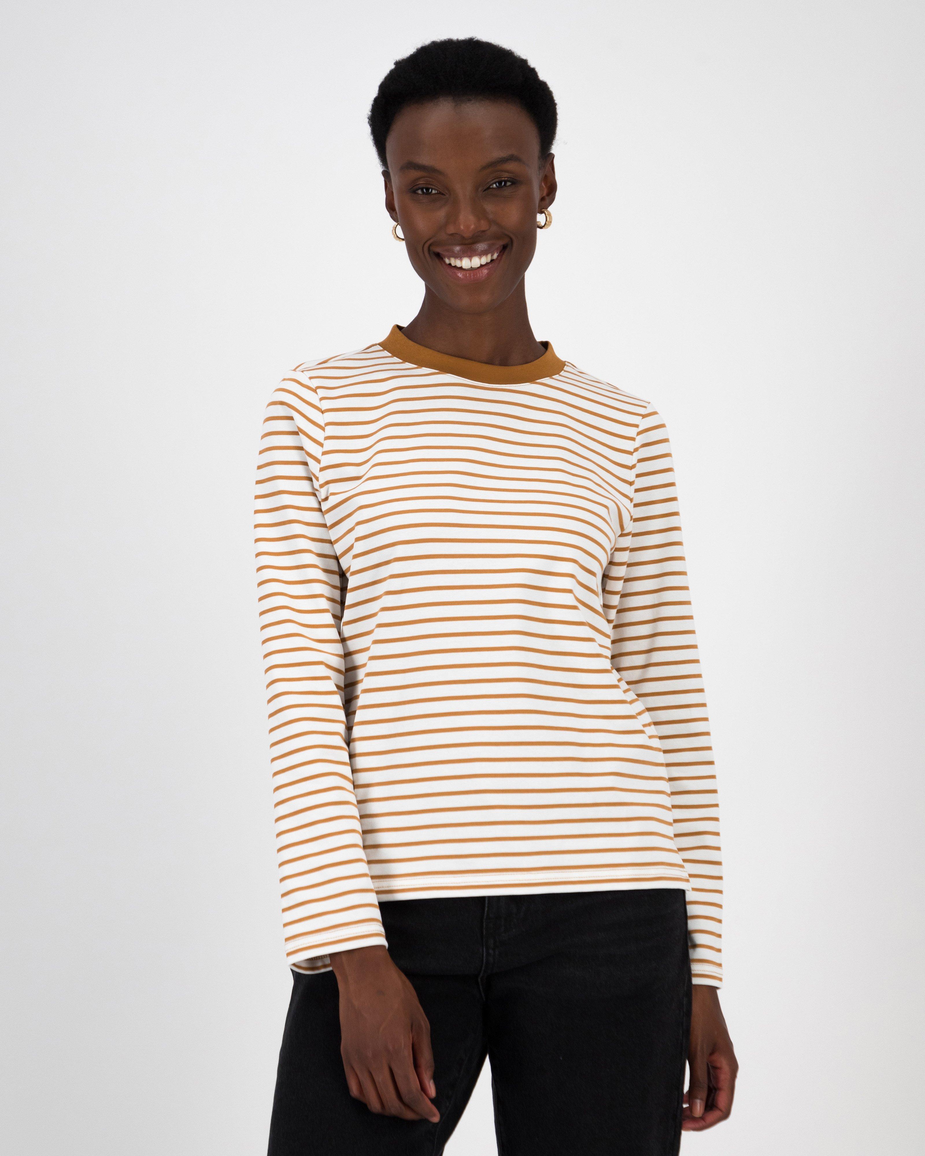 Erin Striped Long Sleeve Top -  Tan