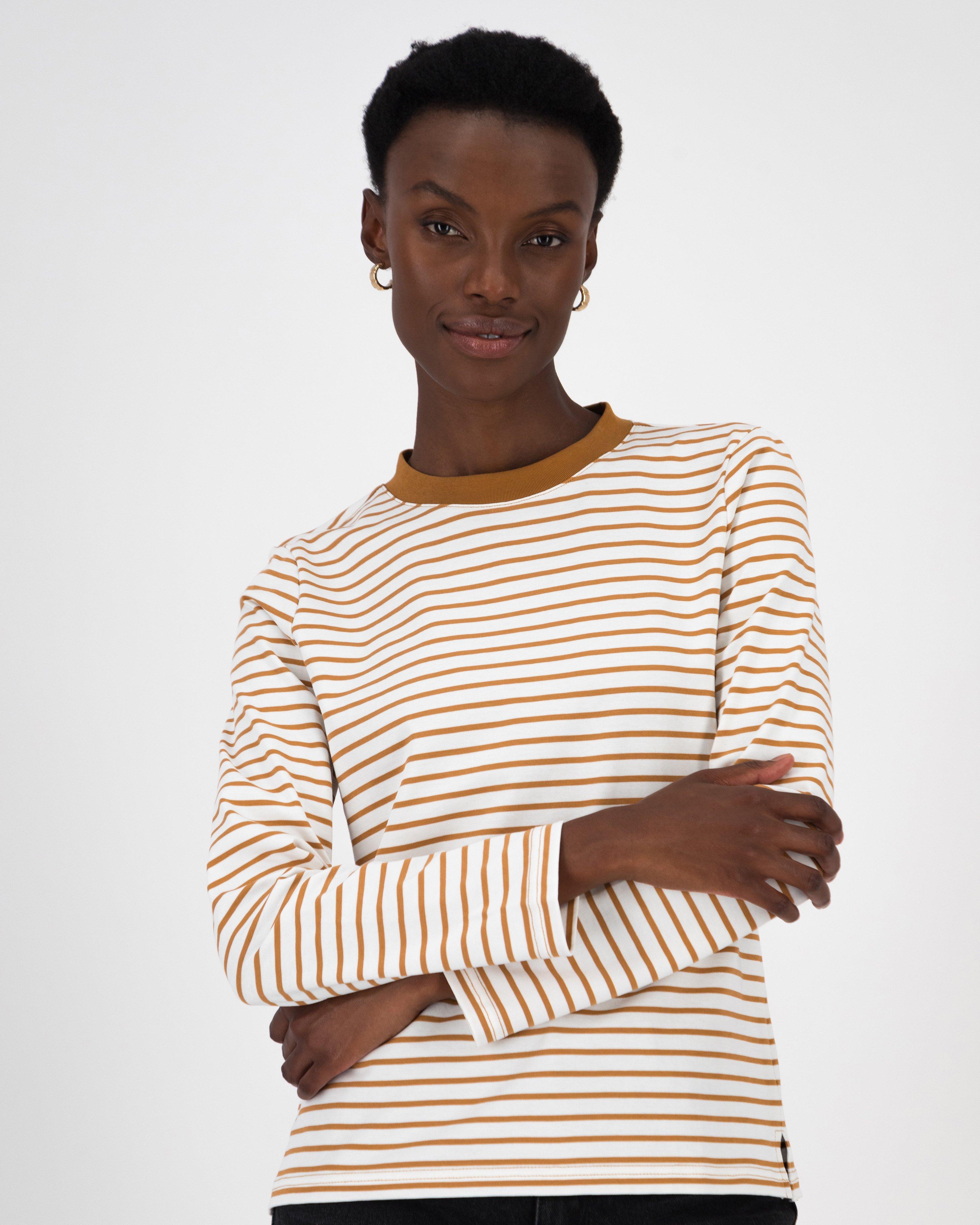 Erin Striped Long Sleeve Top -  Tan