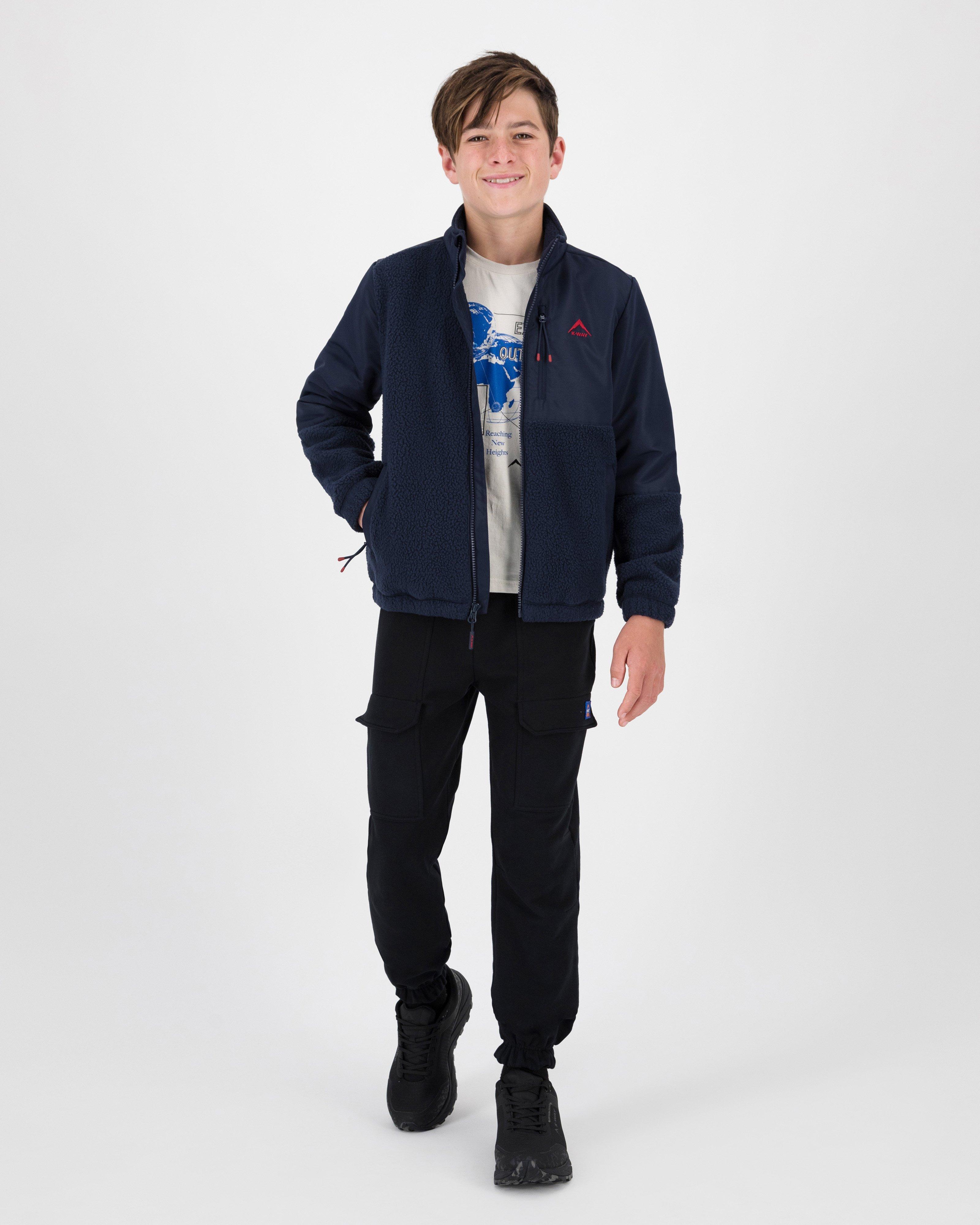 K-Way Youth Andes Hybrid Borg Fleece Jacket -  Navy