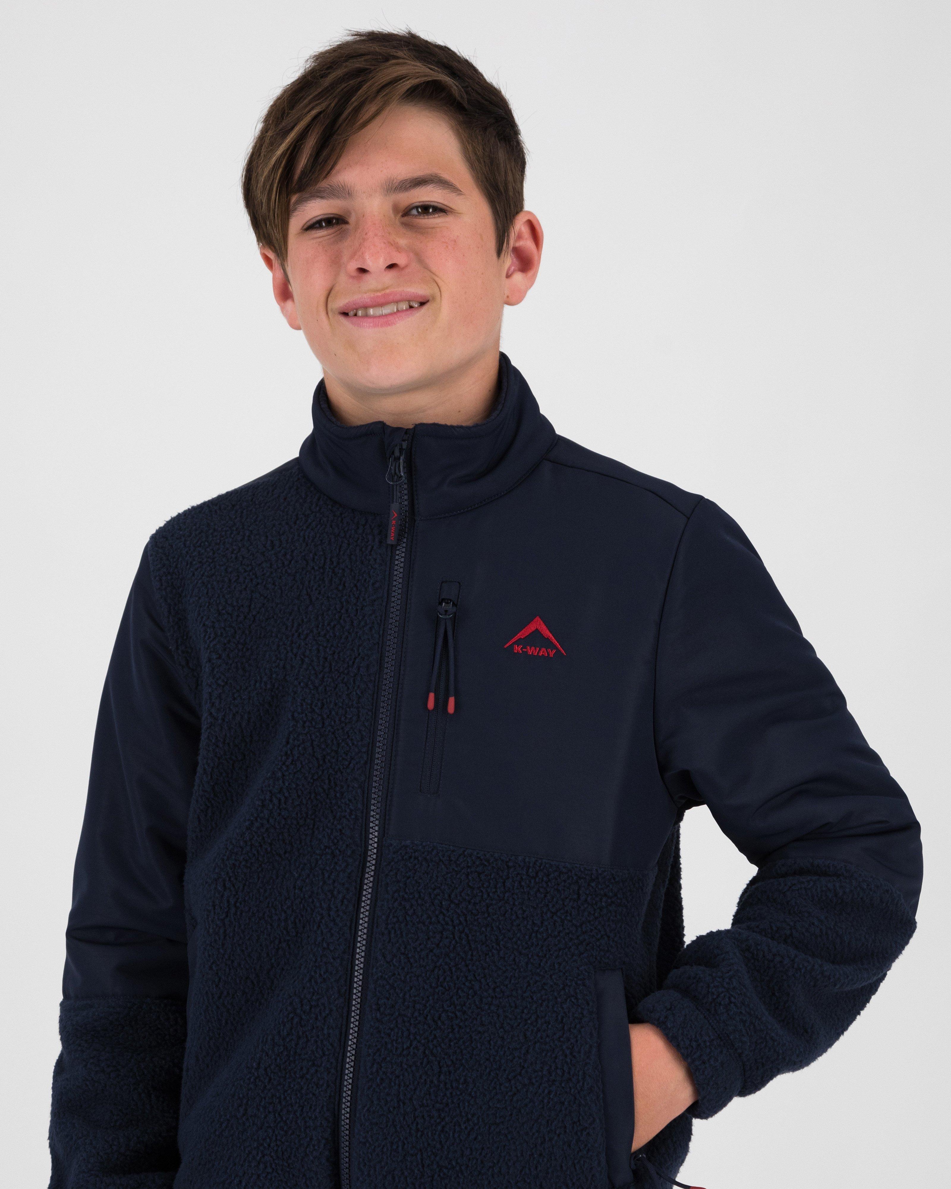 K-Way Youth Andes Hybrid Borg Fleece Jacket -  Navy