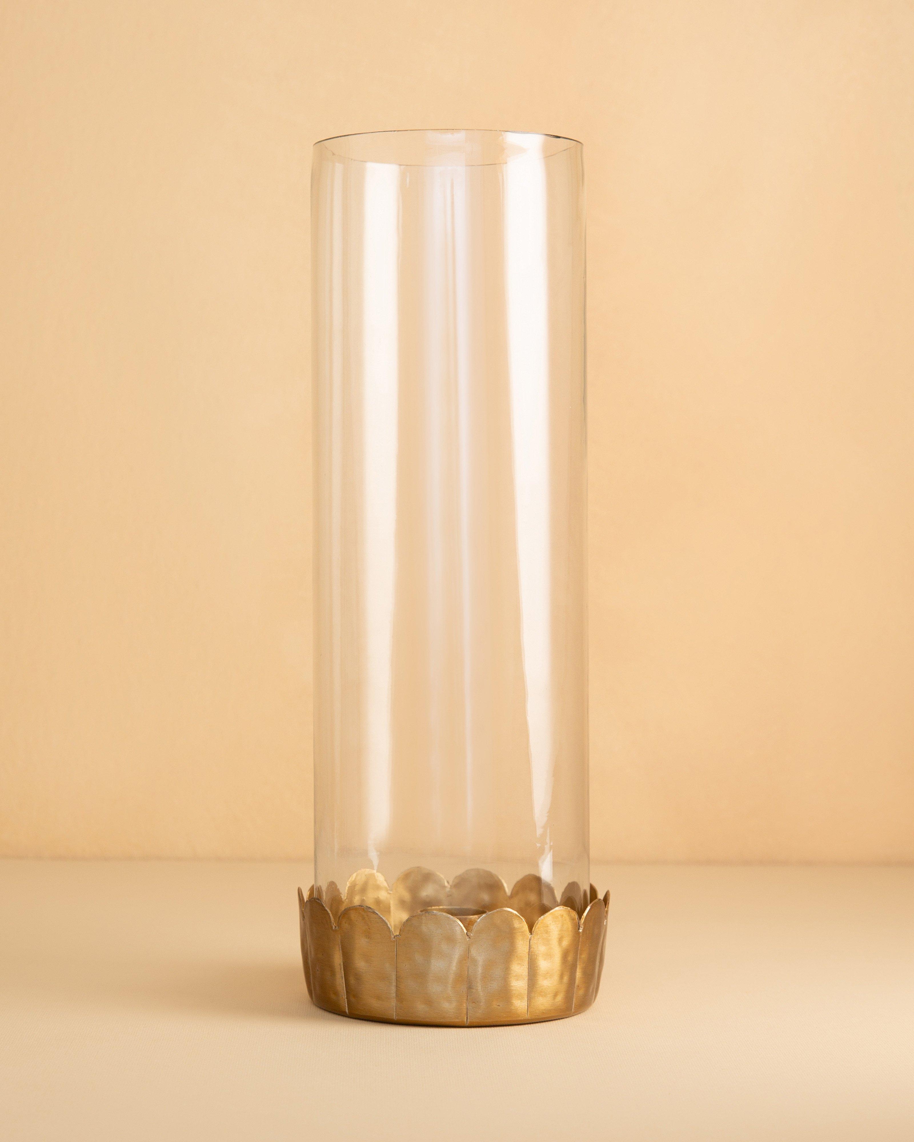 Brass and Glass Candle Lantern -  Gold