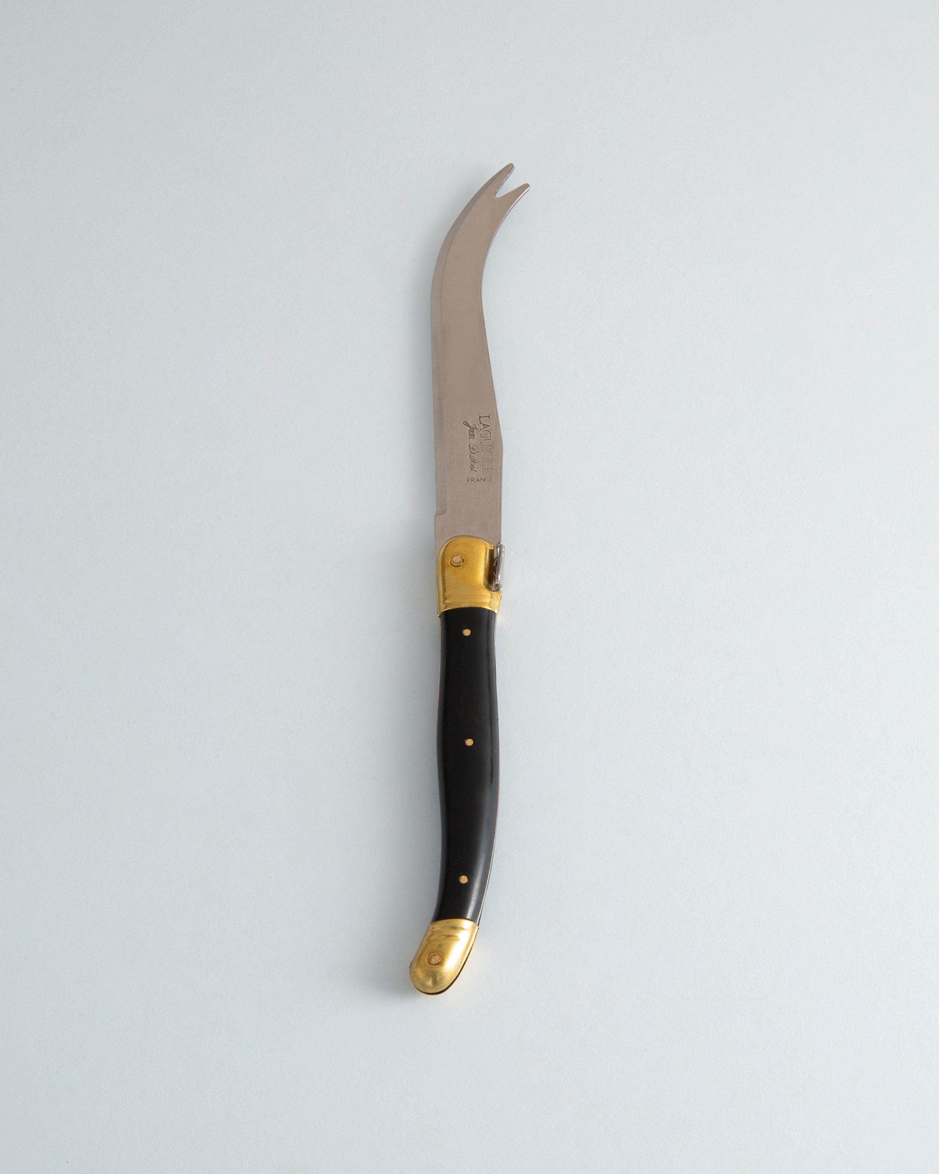 Laguiole Brass Single Cheese Knife -  Black