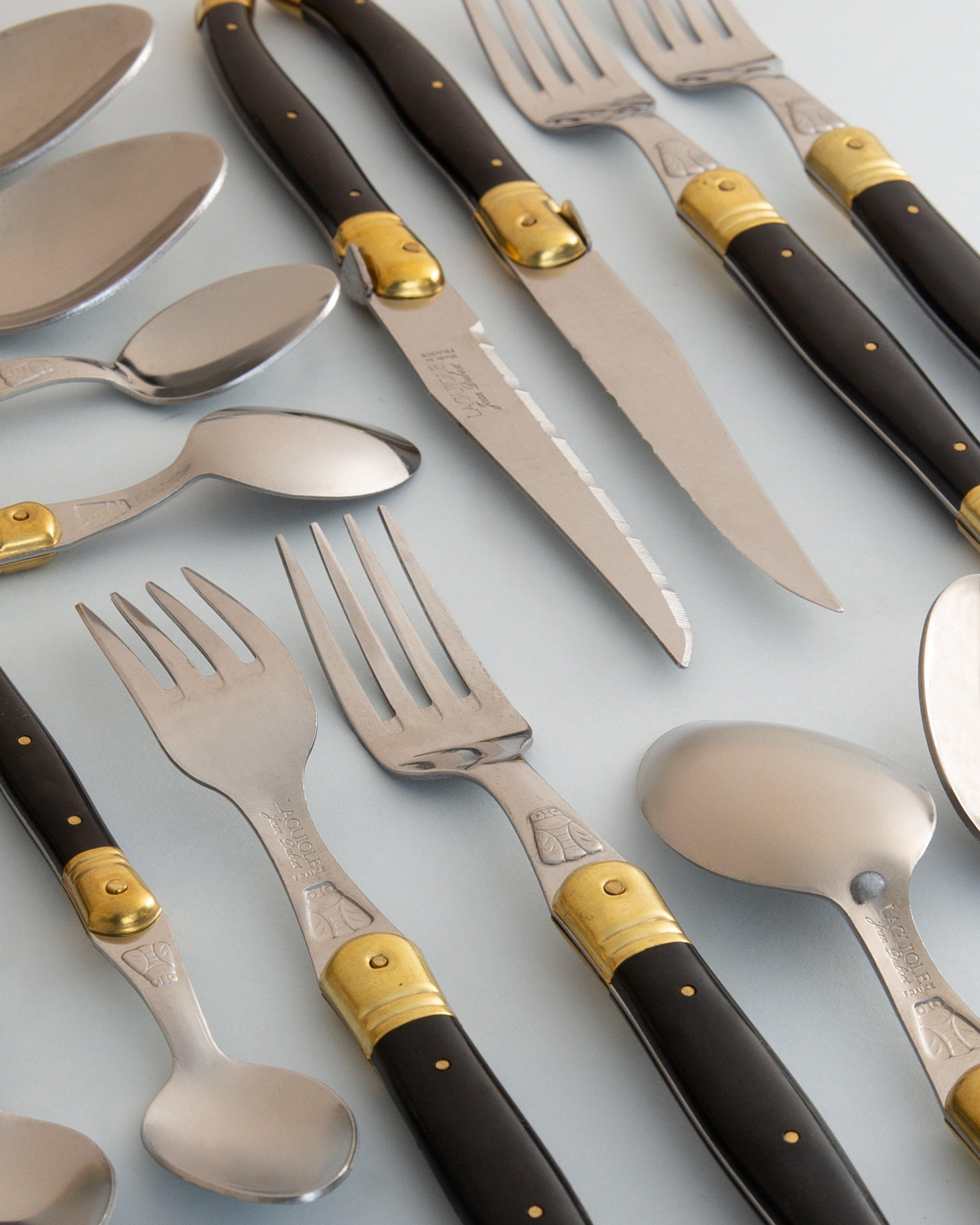 Laguiole Brass Cutlery Set -  Black
