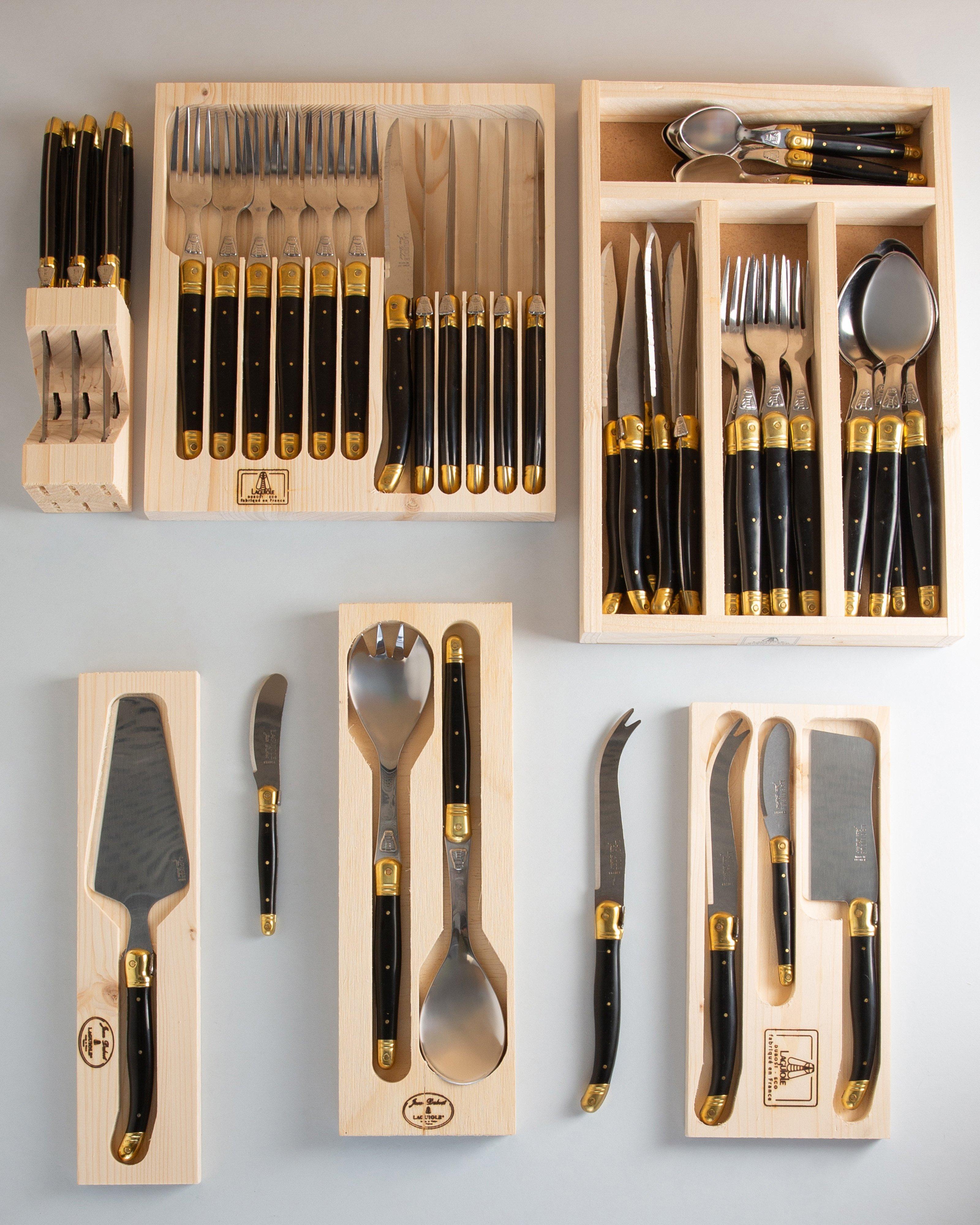 Laguiole Brass Cutlery Set -  Black