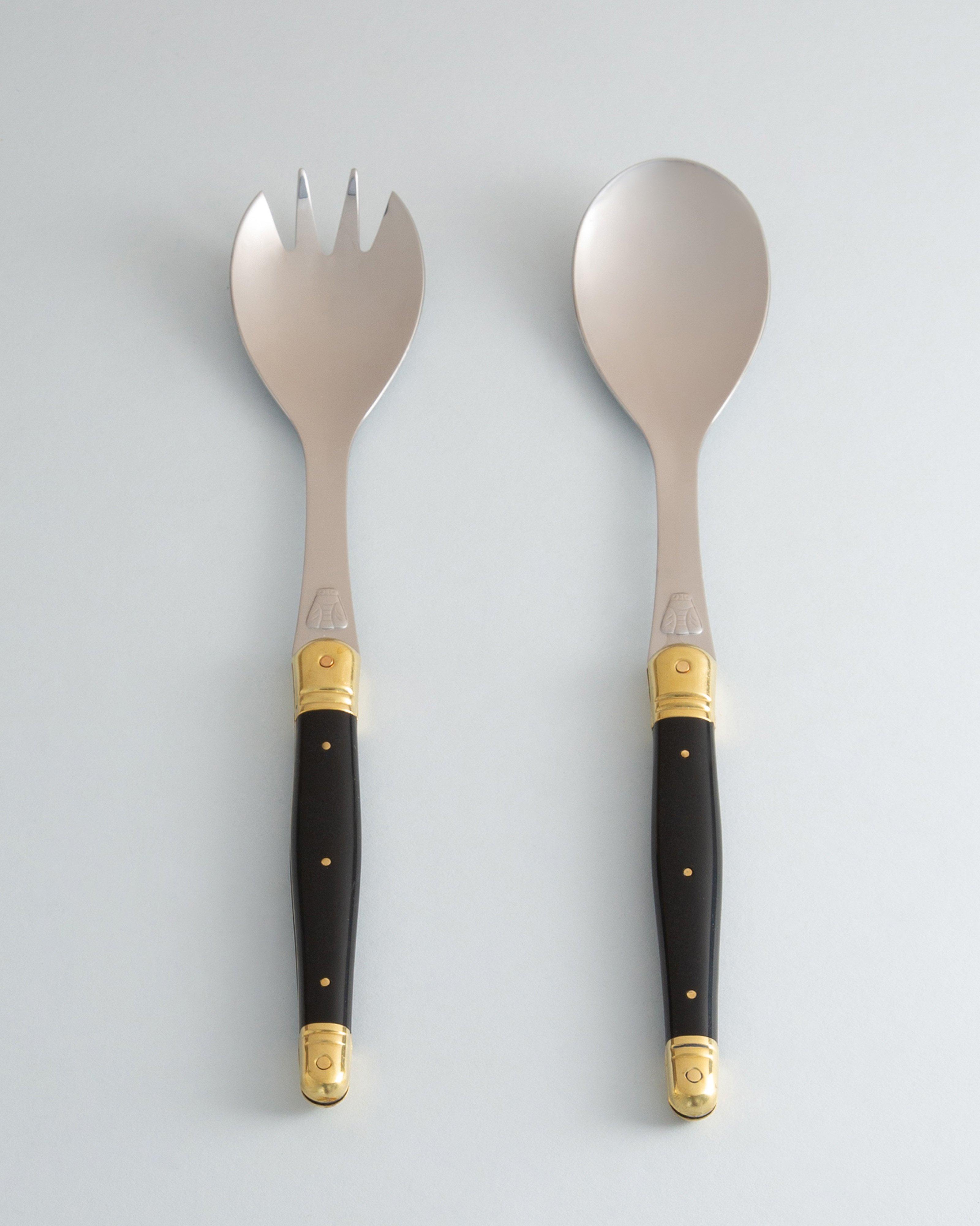 Laguiole Brass Salad Set -  Black