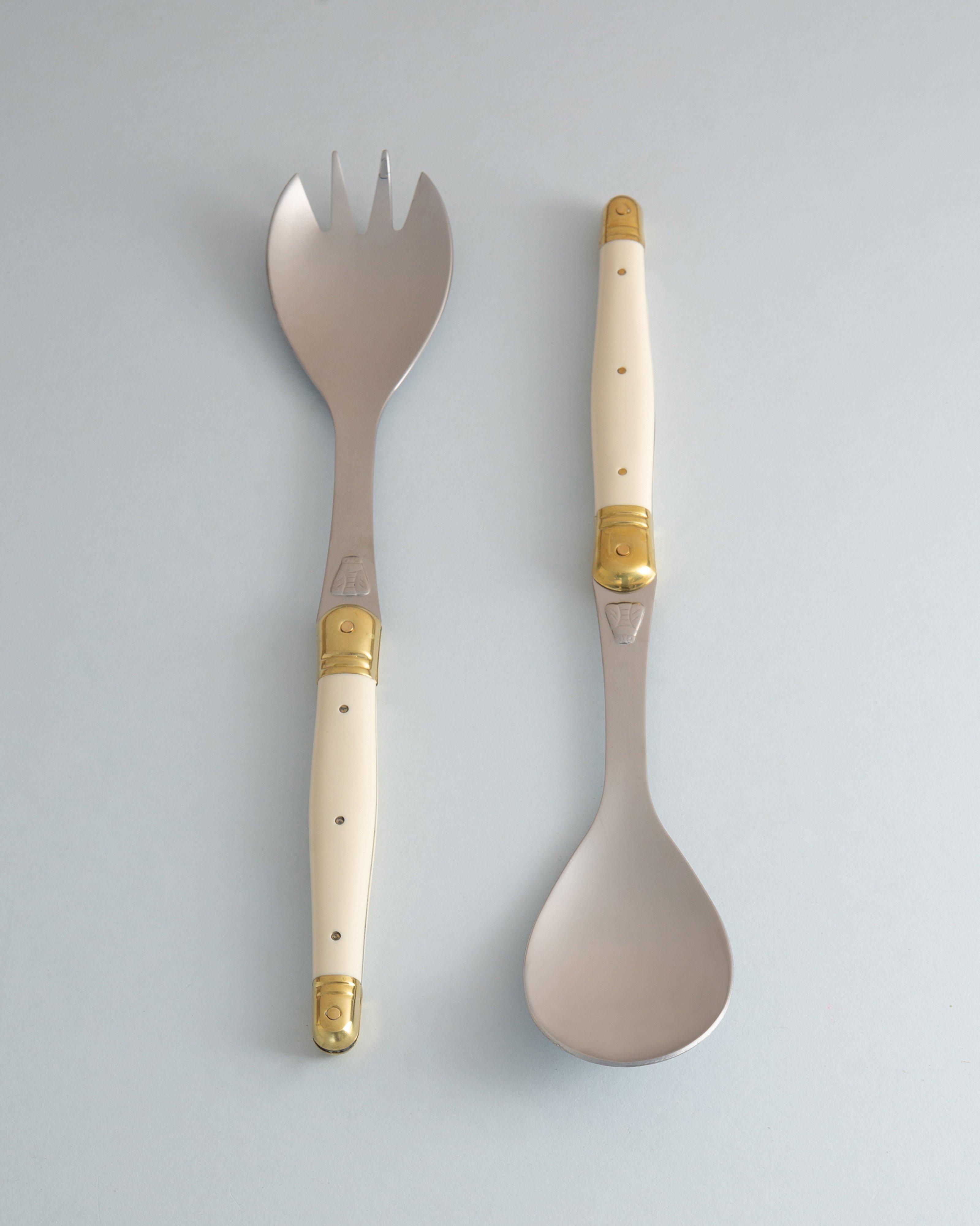 Laguiole Brass Salad Set -  Bone