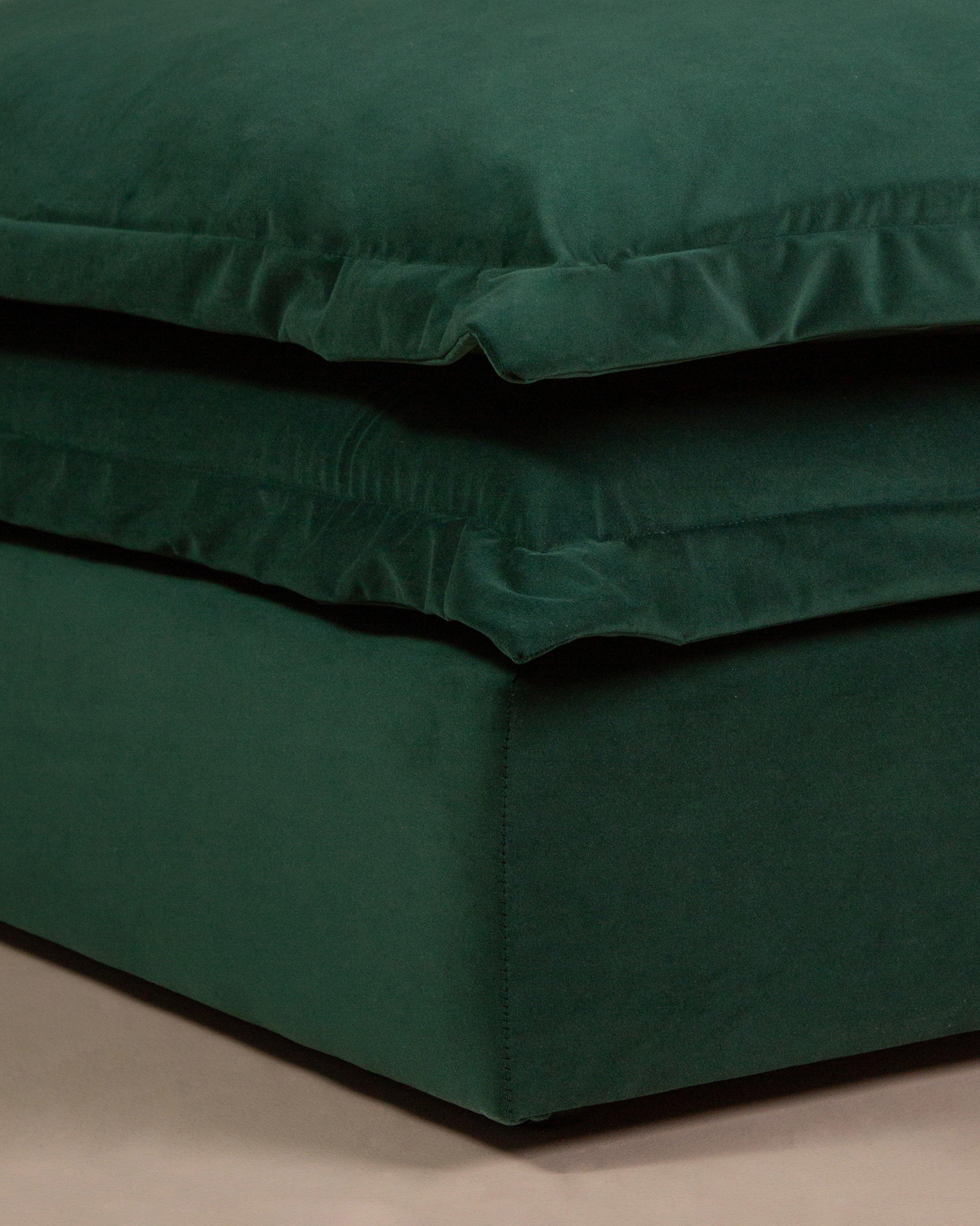 Abina Velvet Ottoman -  Dark Green