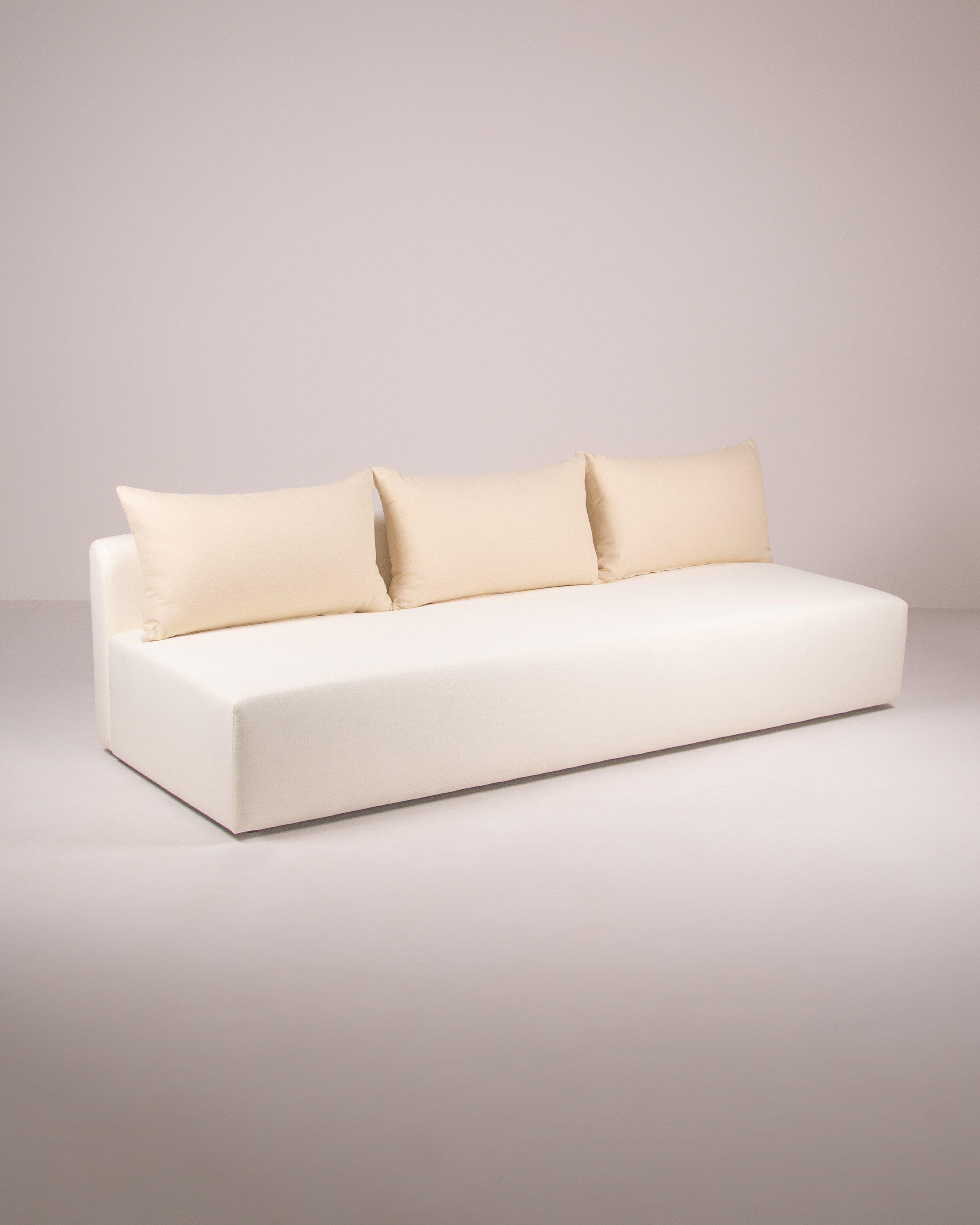 Alizea Extra Long Fabric Armless Sofa -  Milk