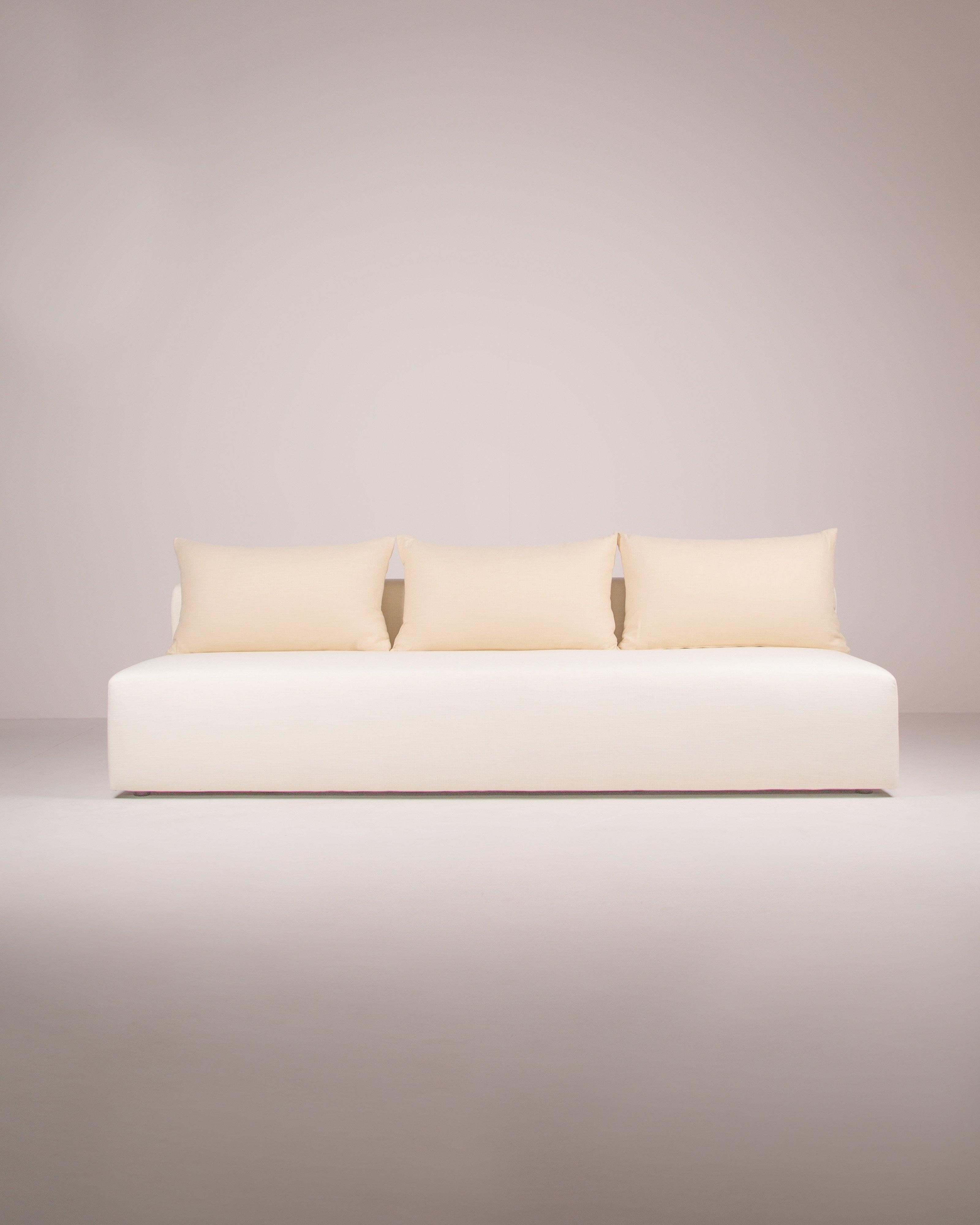 Alizea Extra Long Fabric Armless Sofa -  Milk