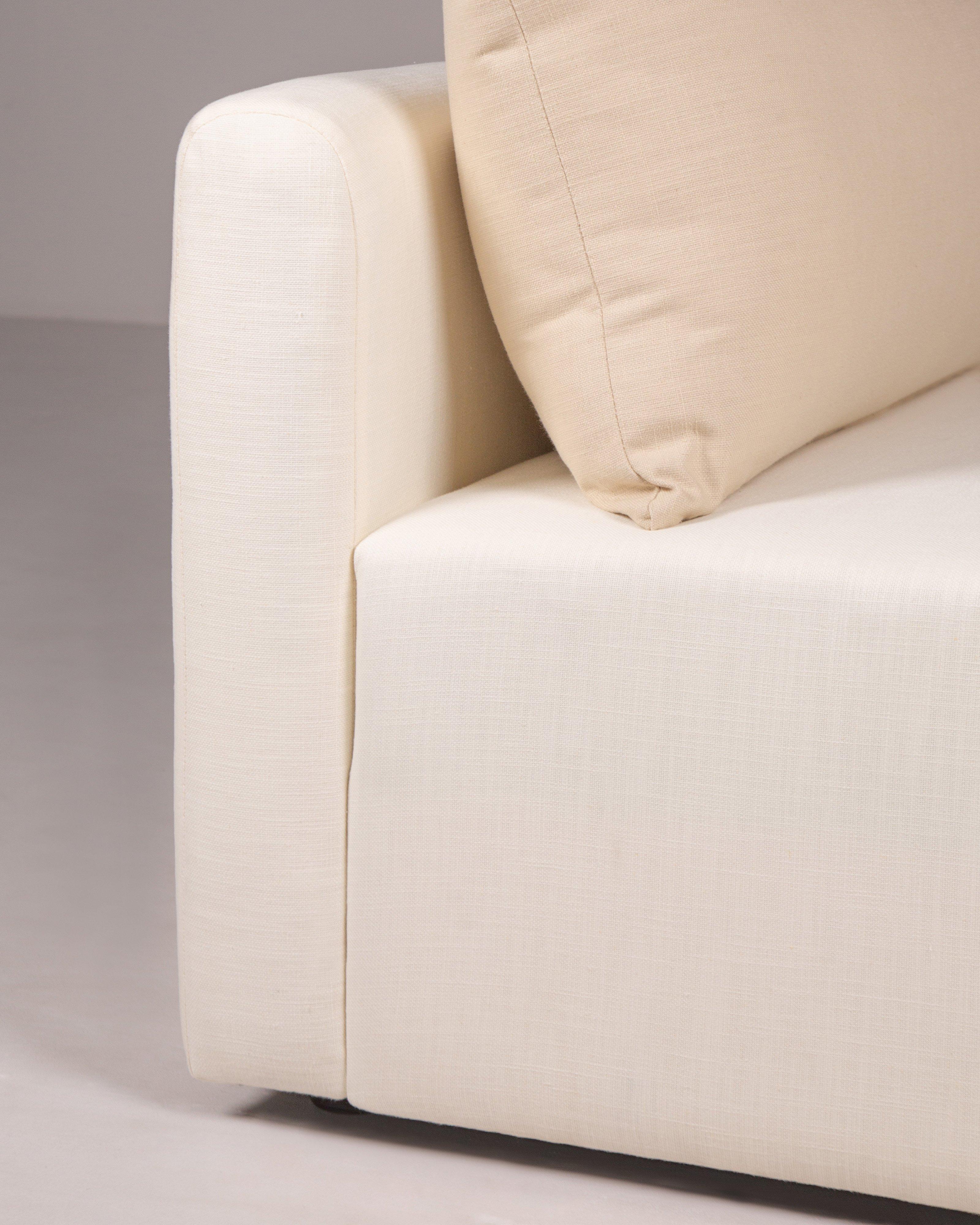 Alizea Extra Long Fabric Armless Sofa -  Milk