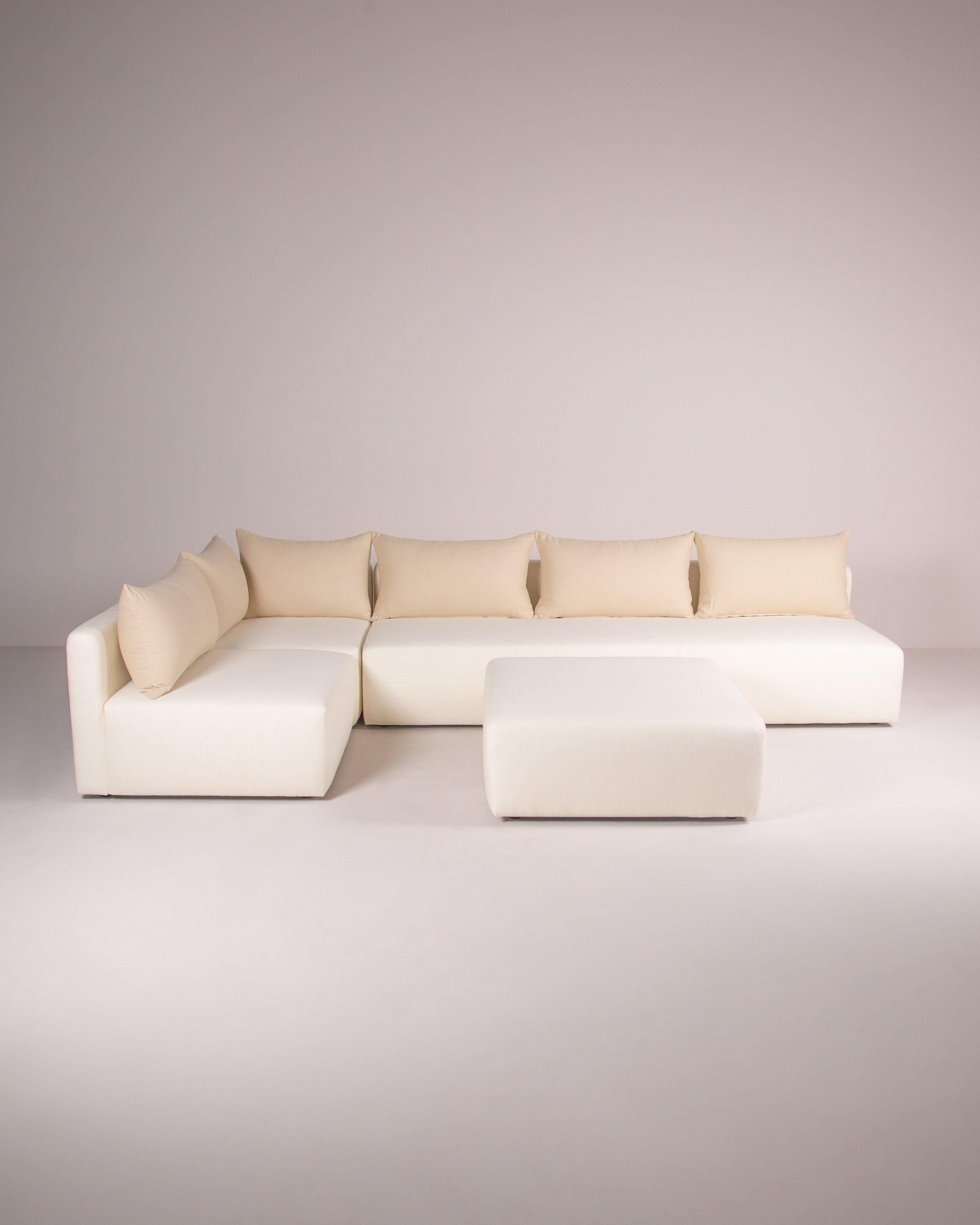 Alizea Extra Long Fabric Armless Sofa -  Milk