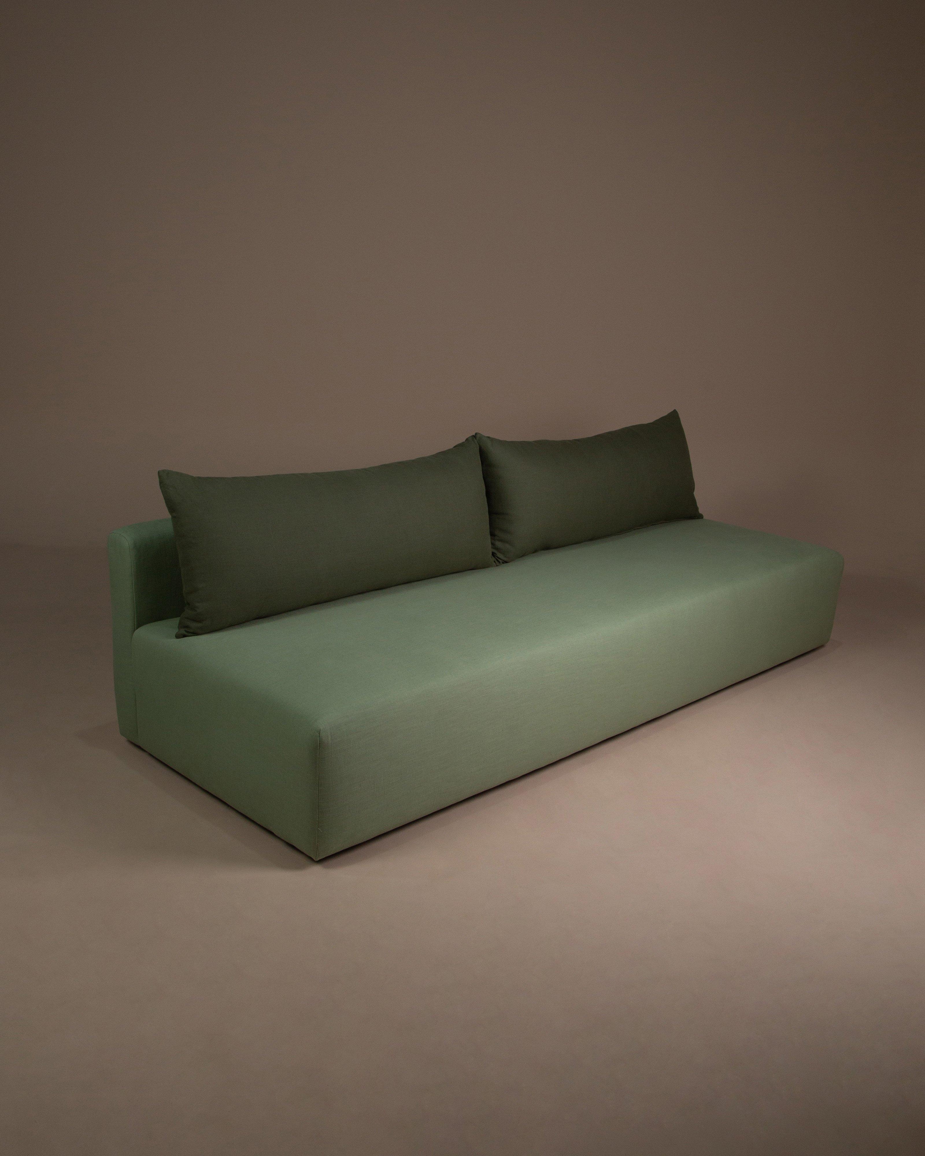 Alizea Extra Long Fabric Armless Sofa -  Green