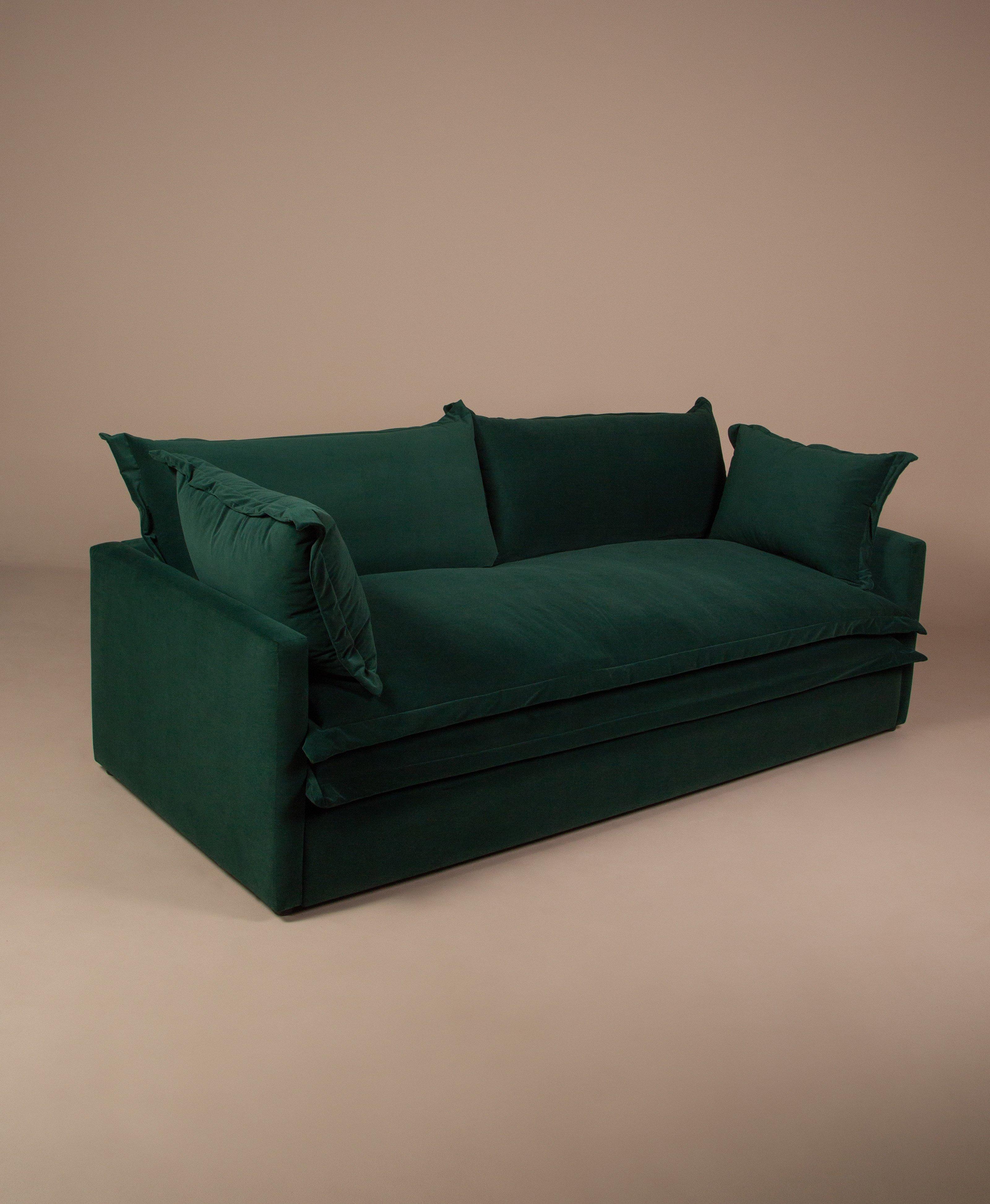 Abina Velvet 3 Seater Couch -  Dark Green