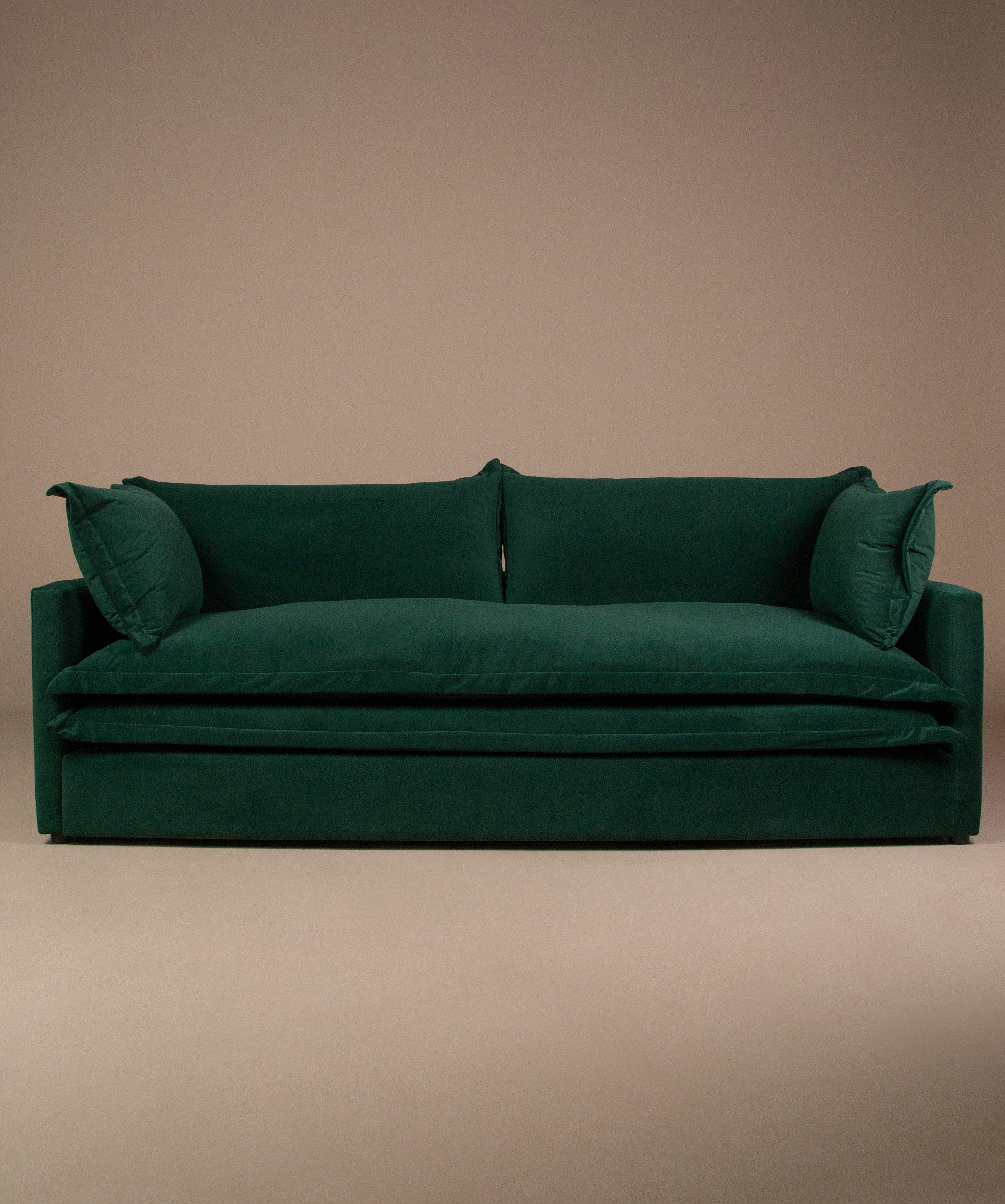 Abina Velvet 3 Seater Couch -  Dark Green