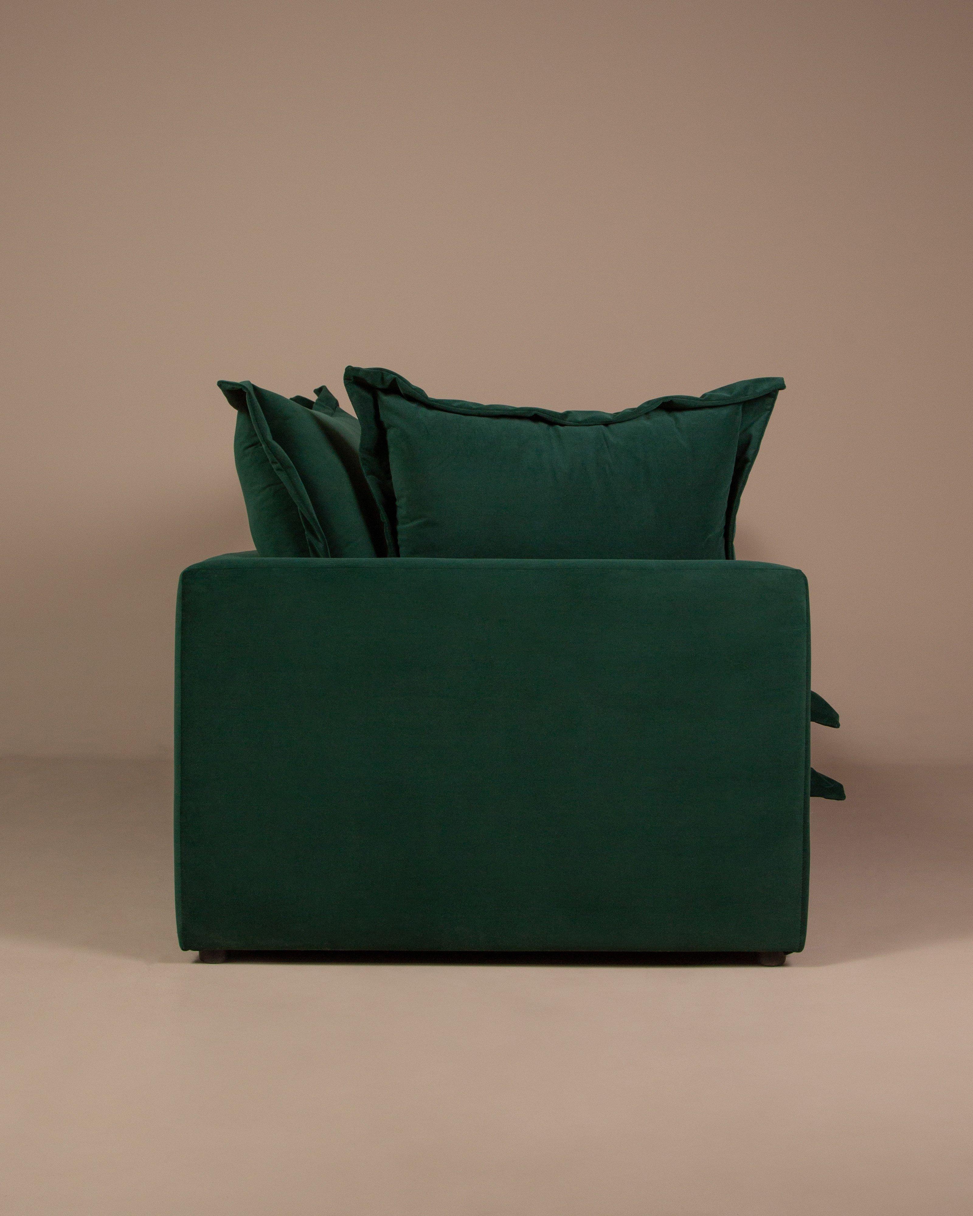 Abina Velvet 3 Seater Couch -  Dark Green