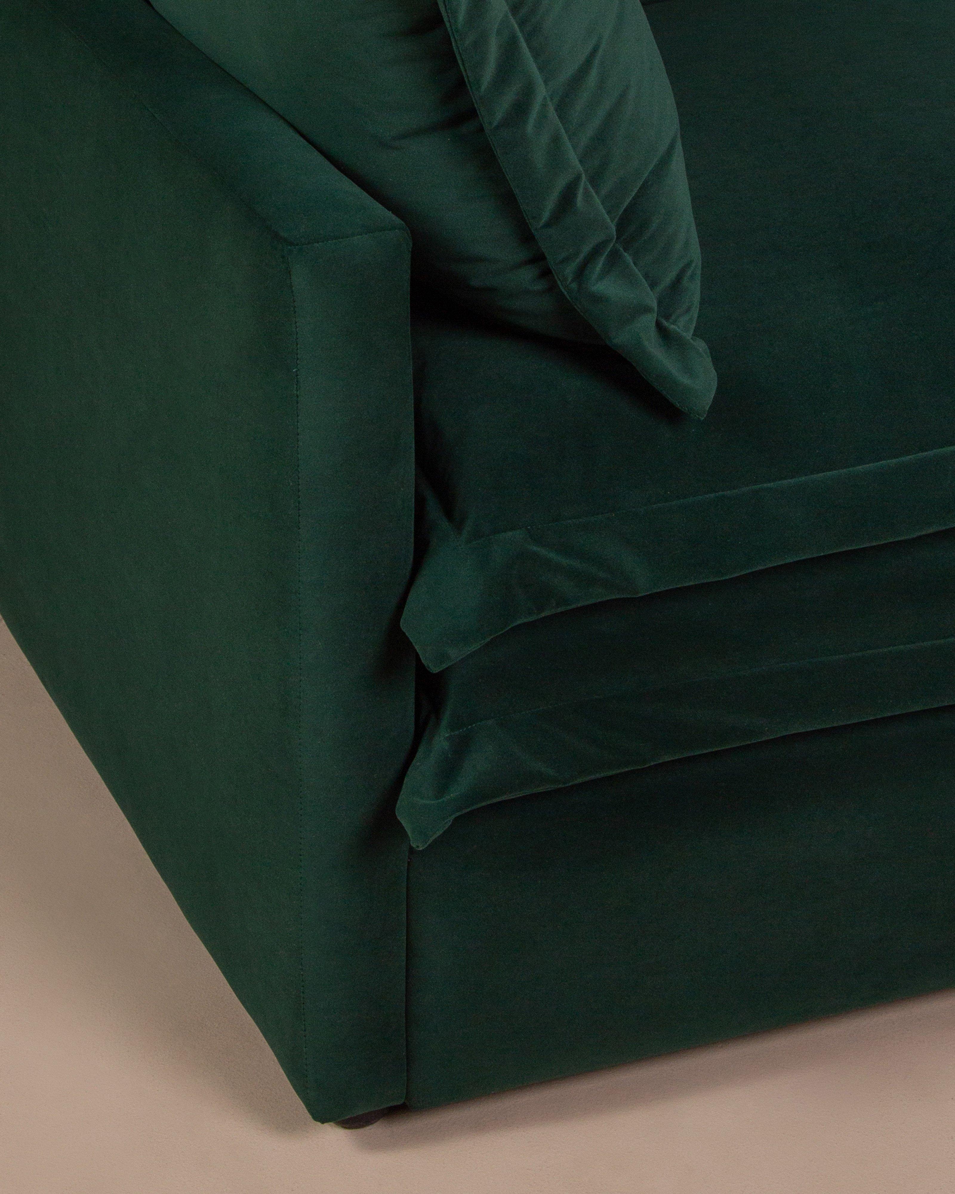 Abina Velvet 3 Seater Couch -  Dark Green