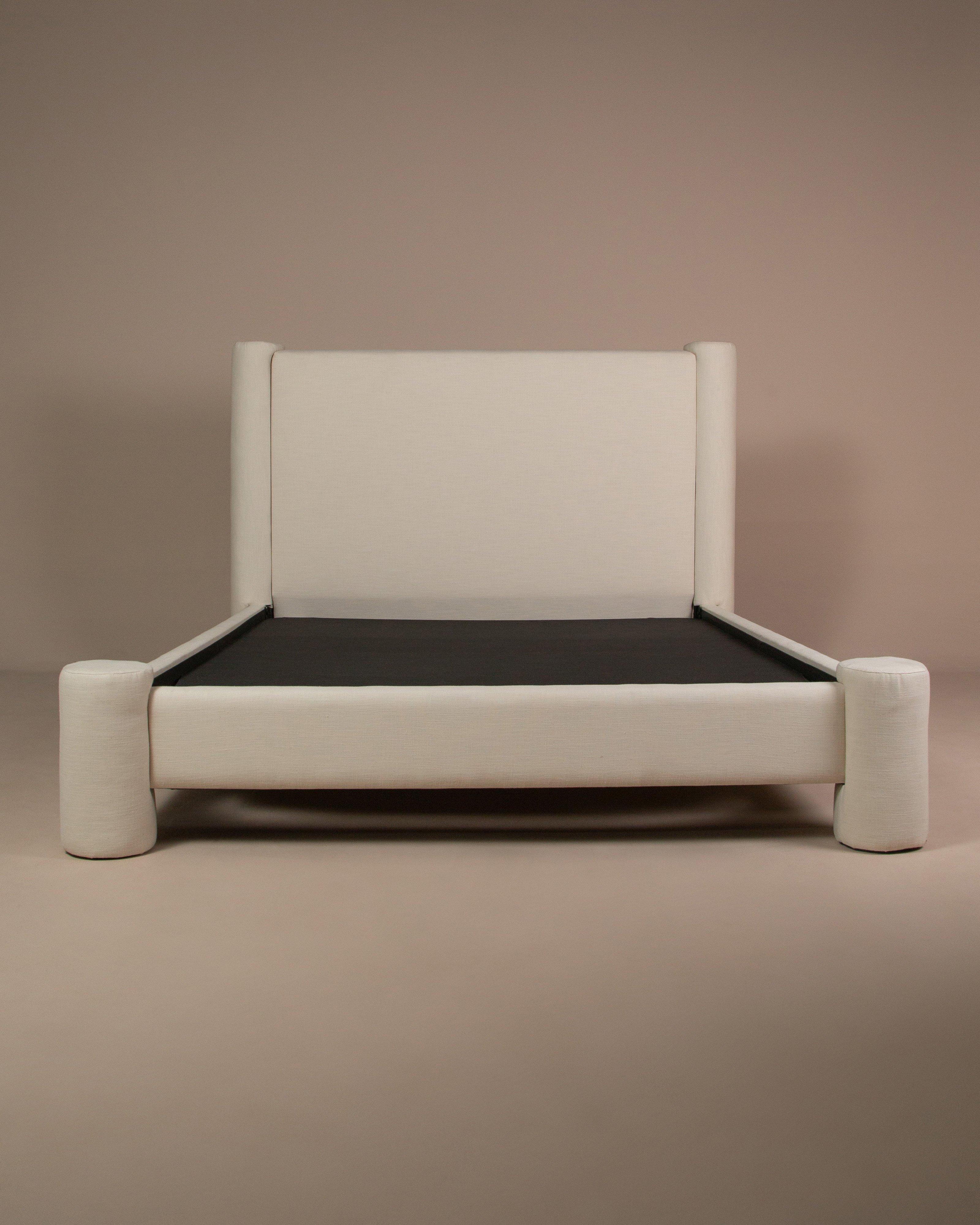 Mylah Fabric Queen Bed Frame -  Stone